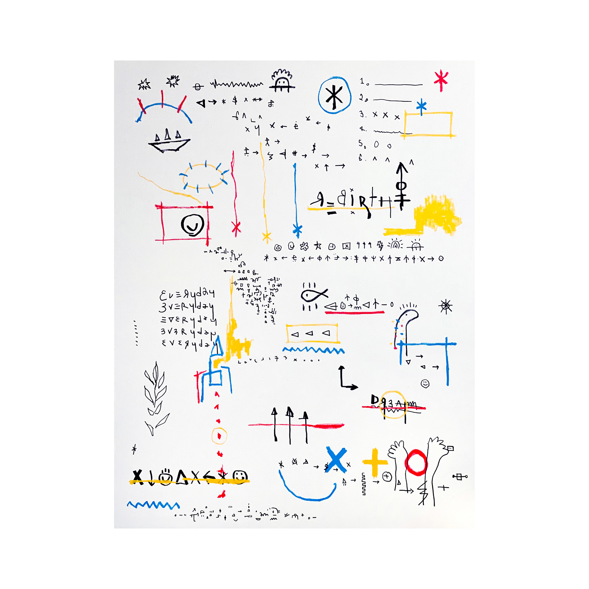 REBIRTH — Acrylic, acrylic marker, solid paint marker on canvas. 117 x 91 cm. 2019.