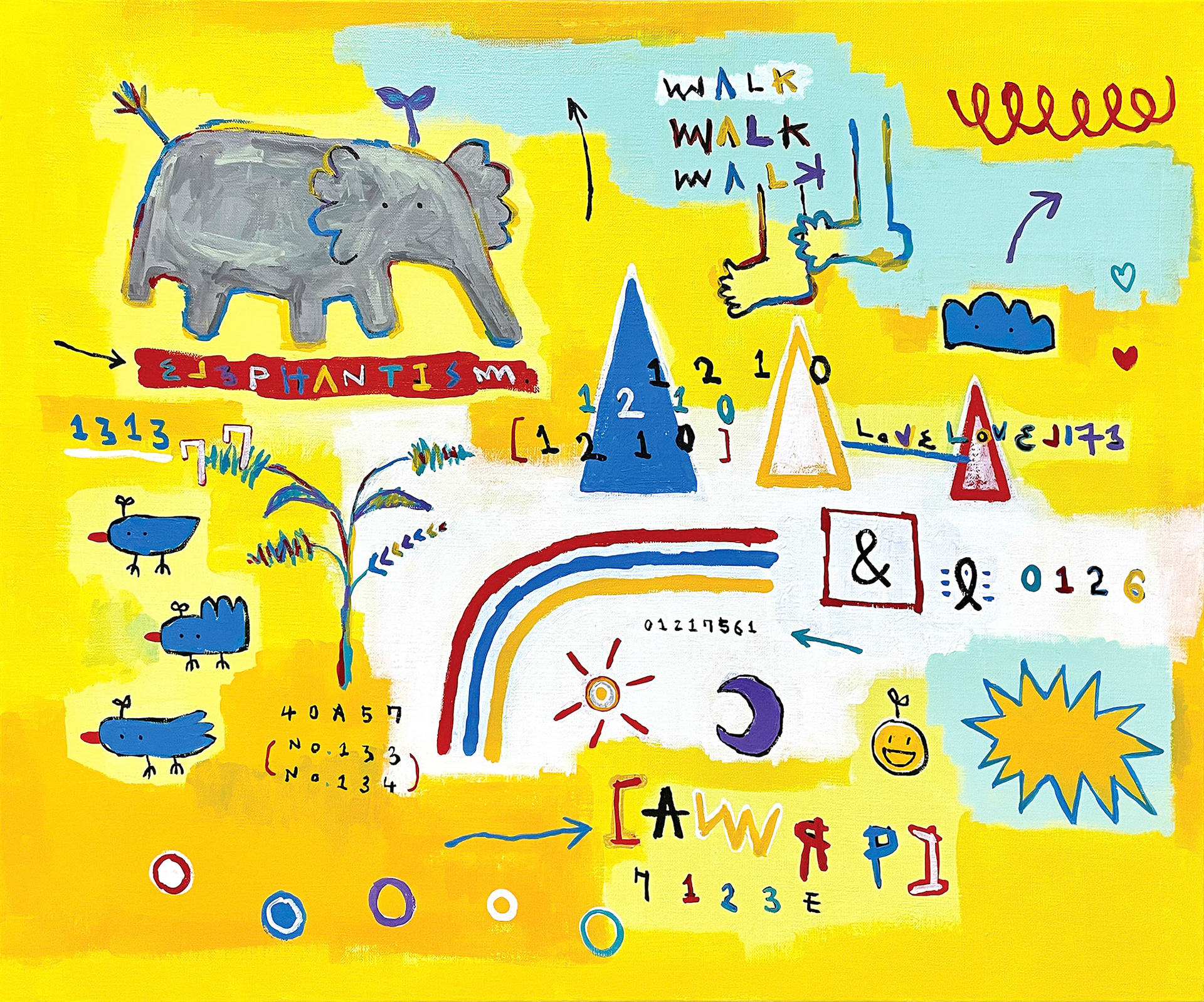 [코끼리 걸음] 60.6 x 72.7 cm (20F) Acrylic, oil paint-stick on canvas 2022