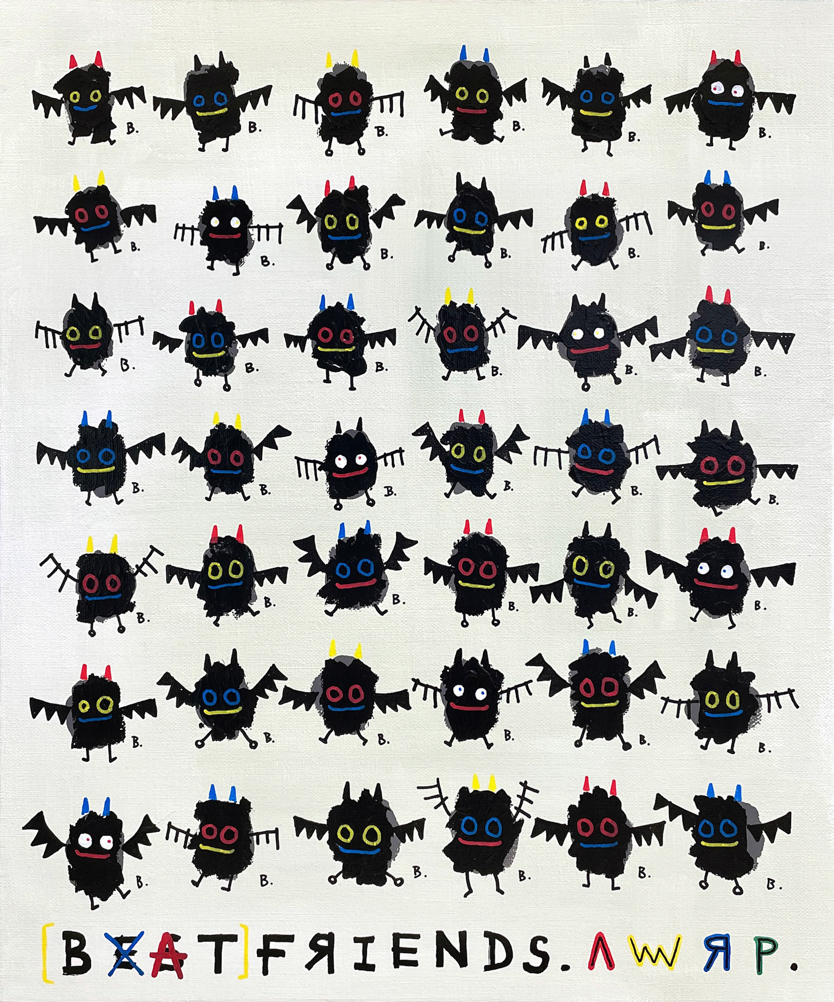 [ALL B.] 45.5 x 37.9 cm (8F) Acrylic, oil paint-stick, oil marker on canvas 2023