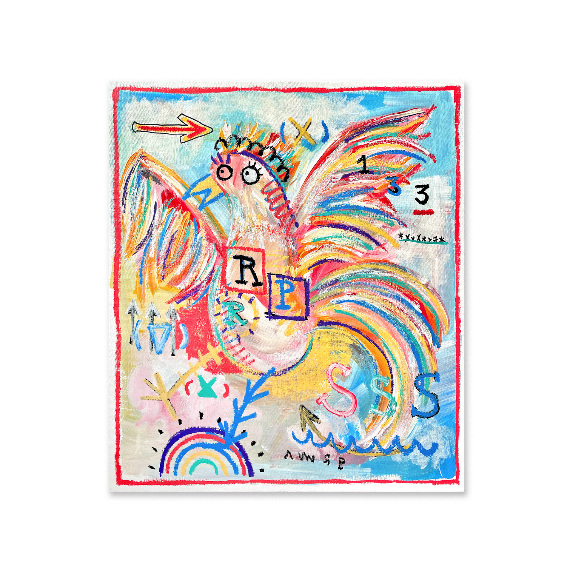 [Four Guardians - The Red] 53 x 45.5 cm (10F) Acrylic, oil paint-stick, acrylic marker on canvas 2022