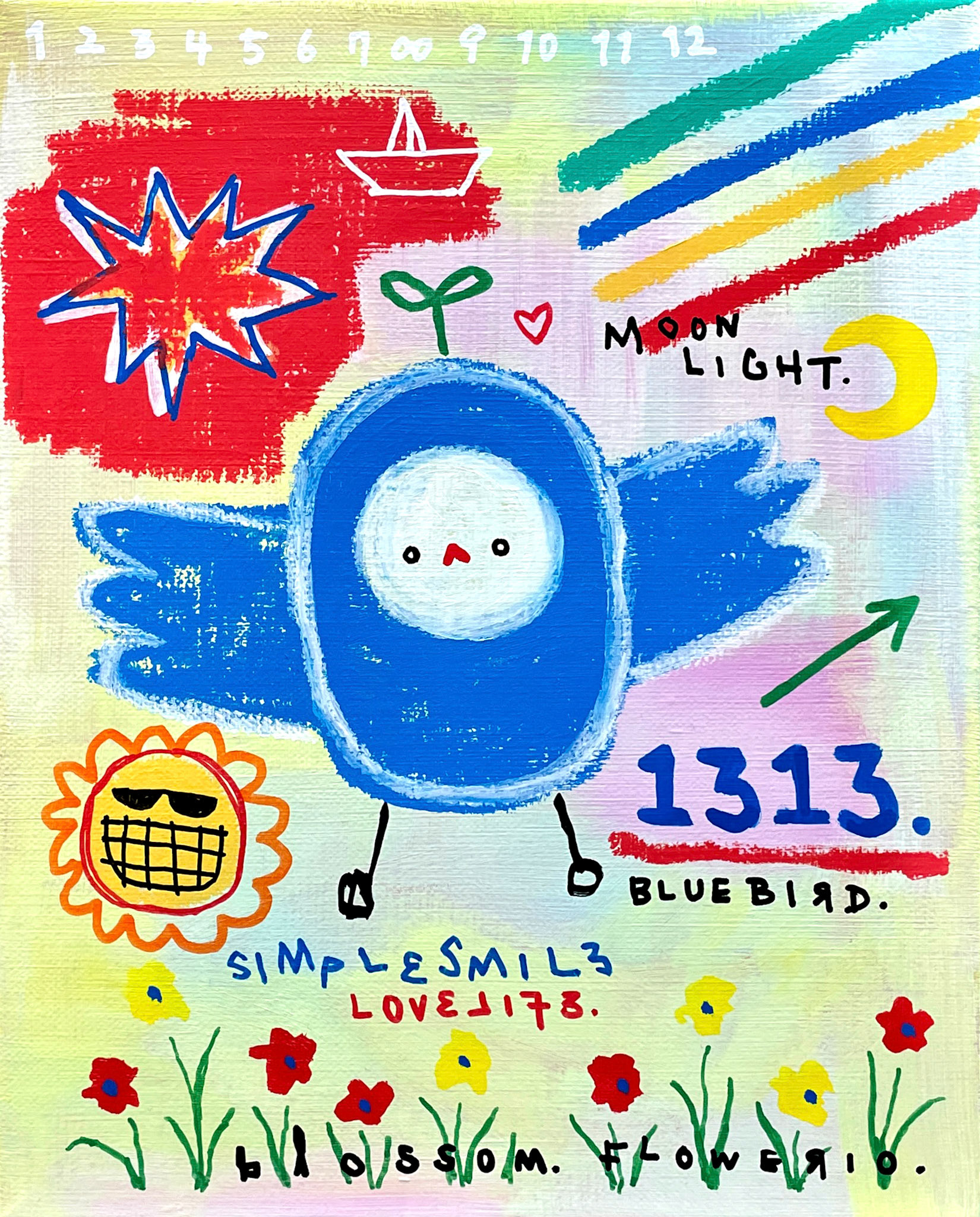 [1313.] 27.3 x 22.0 cm (3F) Acrylic, oil paint-stick, oil marker on canvas 2023