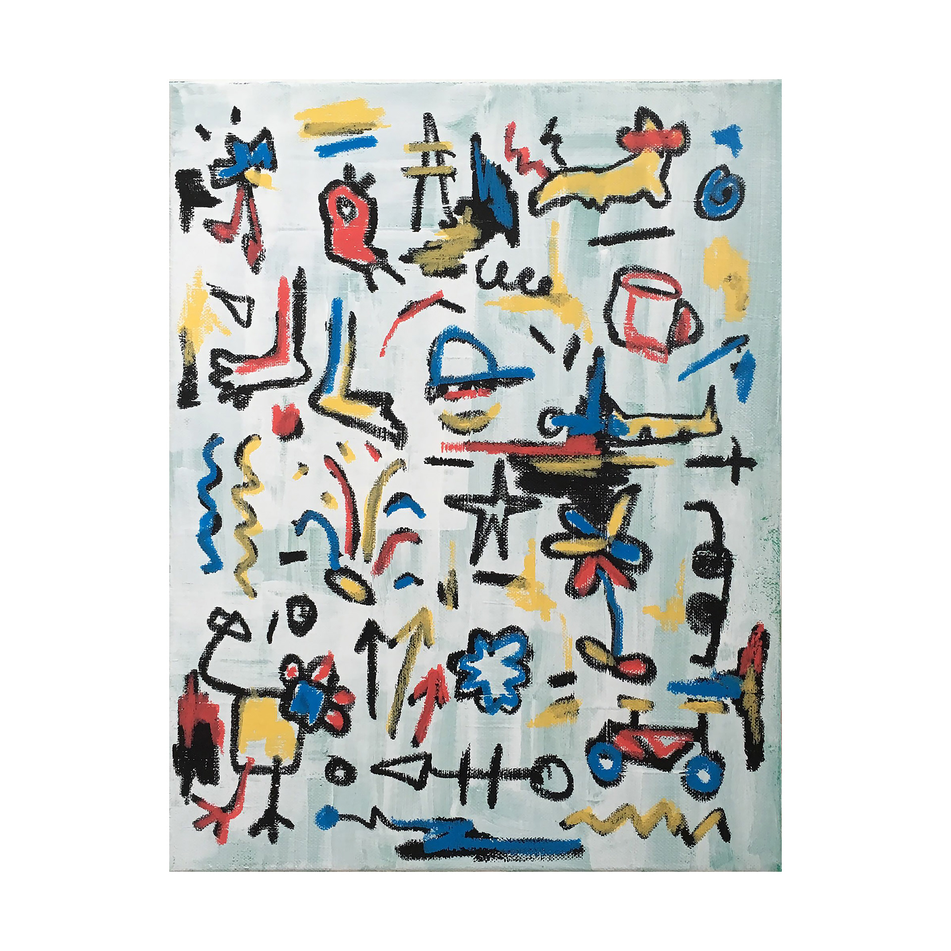 Fountain - ALWAYS RIOPIA — Oil pastel, solid paint marker on canvas.  40.9 x 31.8 cm. 2018.