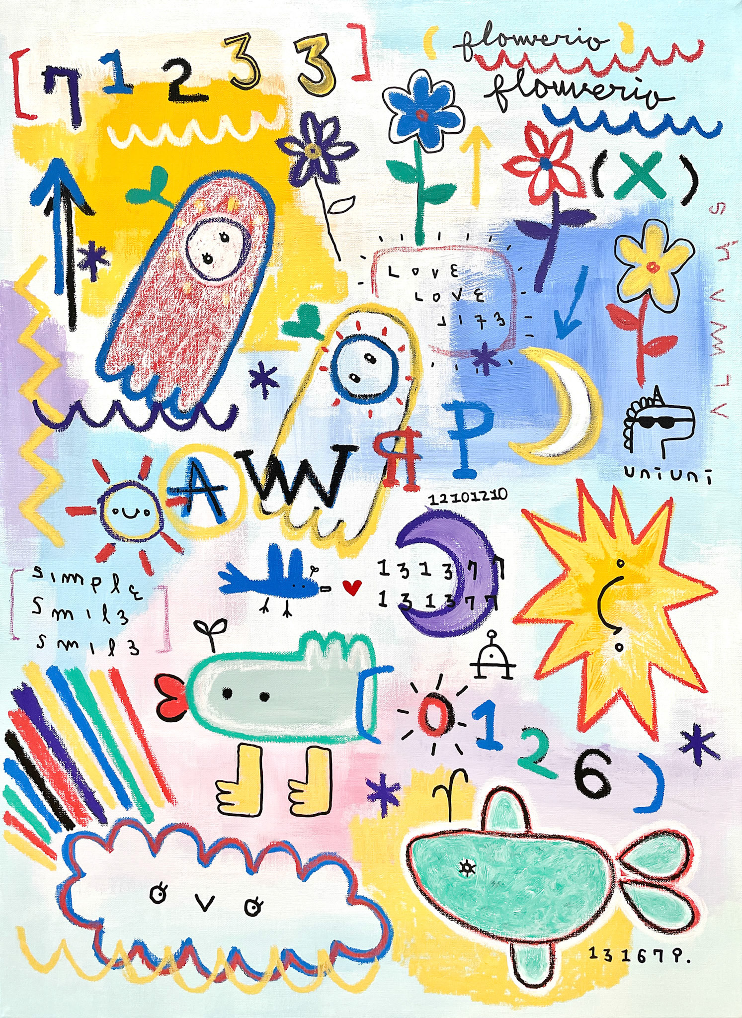 [비상] 72.7 x 53.0 cm (20P) Acrylic, oil paint-stick, acrylic marker, wax pastel on canvas 2022