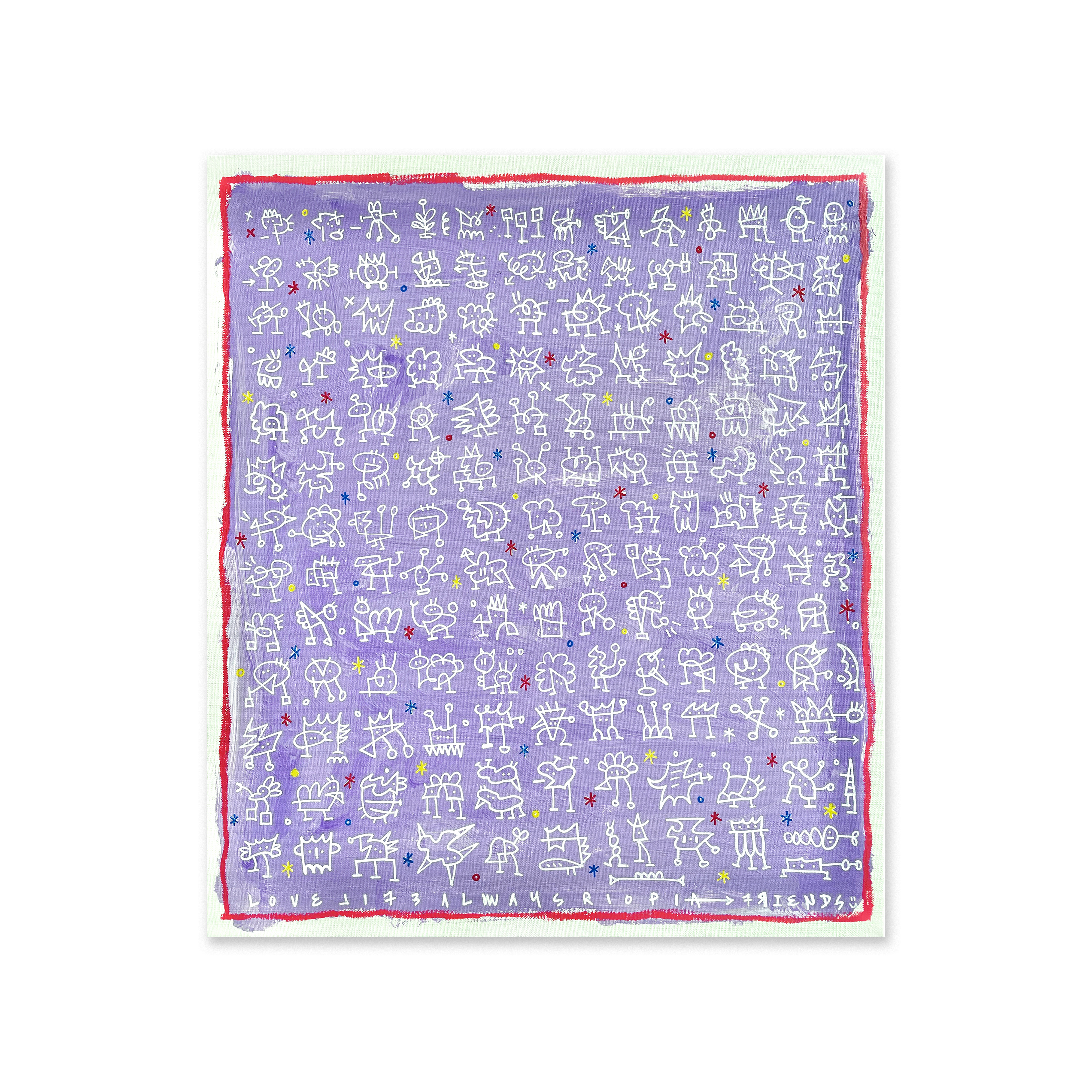 RIOPIA Friends — Acrylic, acrylic marker, oil paint-stick on canvas. 53 x 45.5 cm. 2021.