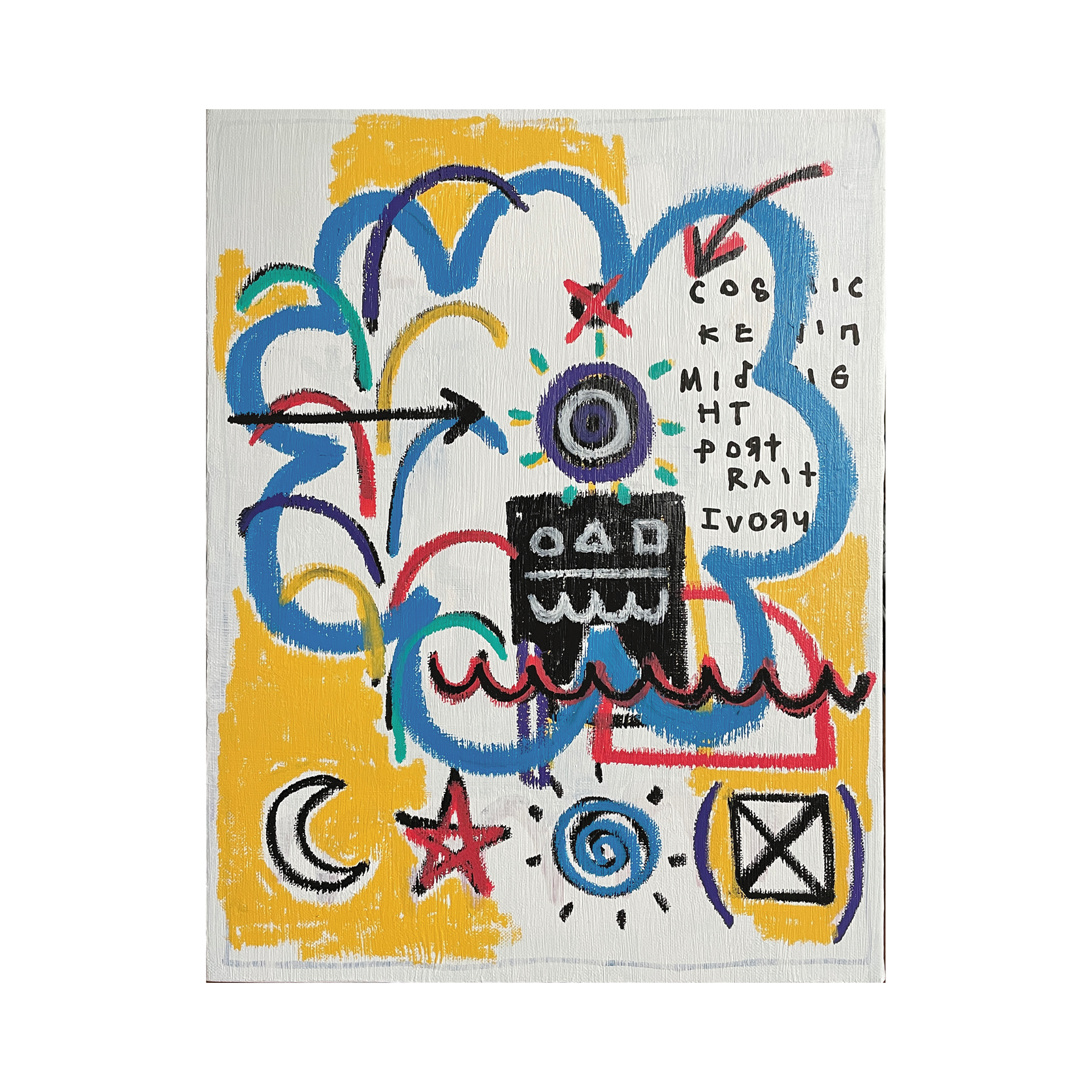 The Portrait — Acrylic, acrylic marker, solid paint marker on canvas. 40.9 x 31.8 cm. 2021.
