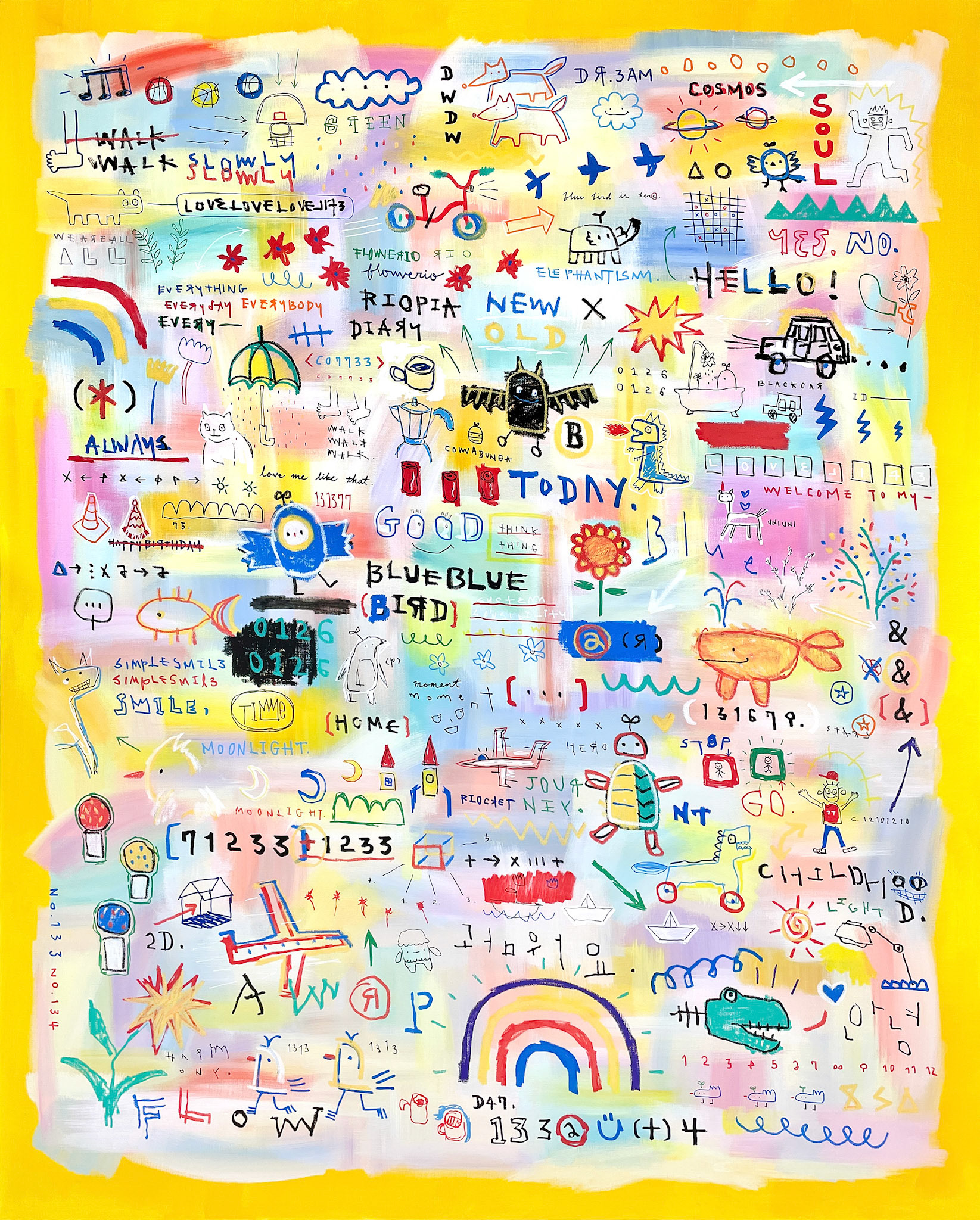 [RIOPIA COLLECTION - B TODAY] 162.2 x 130.3 cm (100F) Acrylic, oil paint-stick, oil marker on canvas 2023