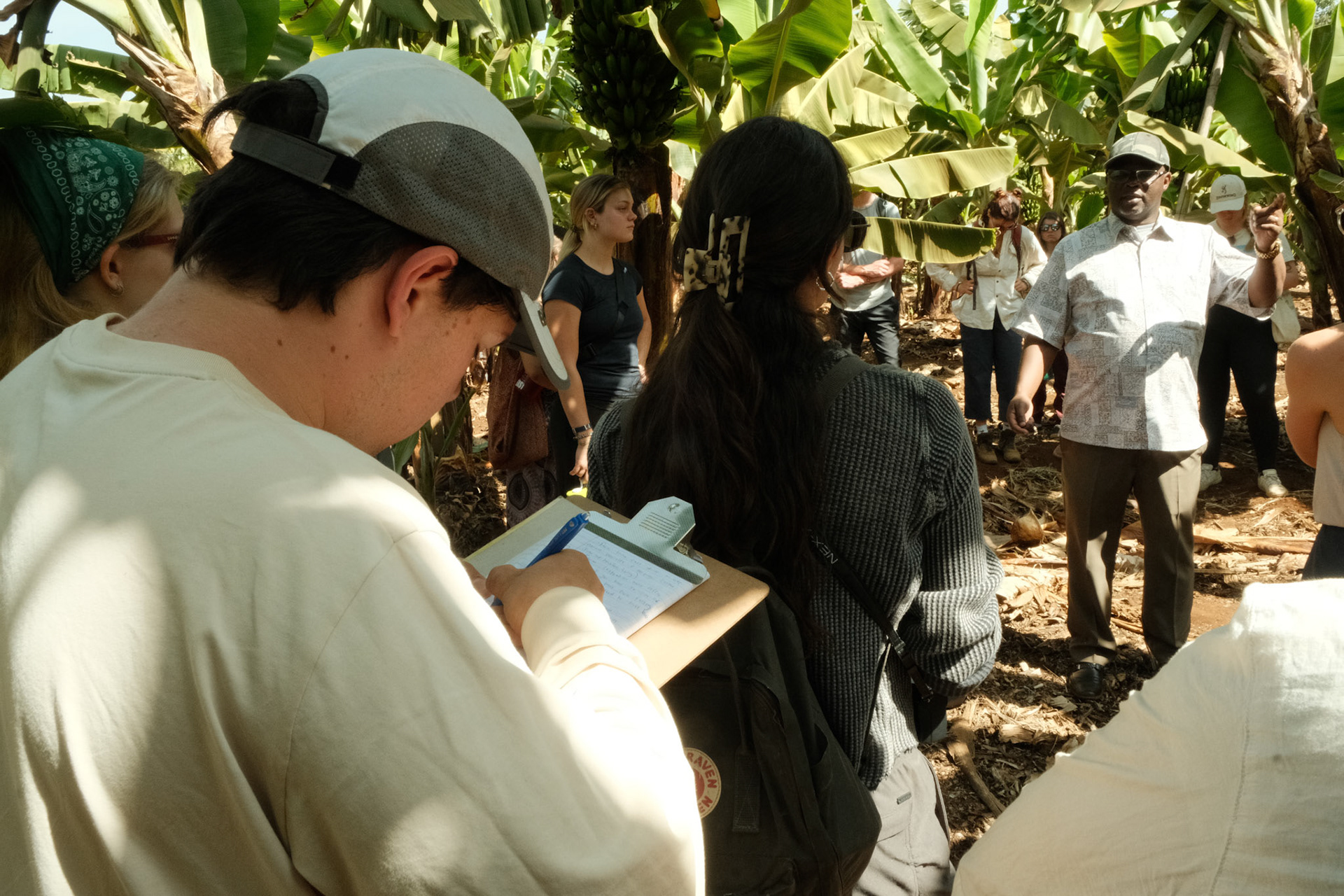 Lecture in a banana plantation