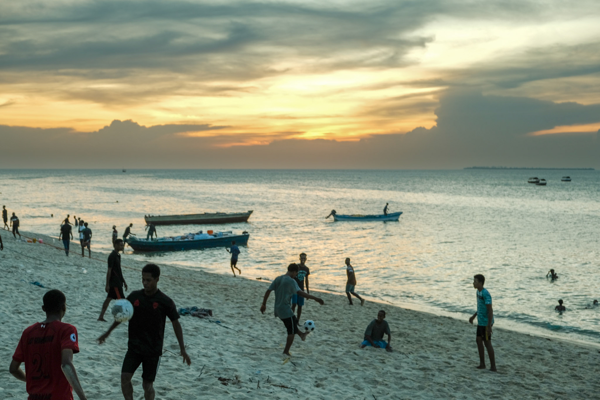 Sunset on a beach of Stone Town
