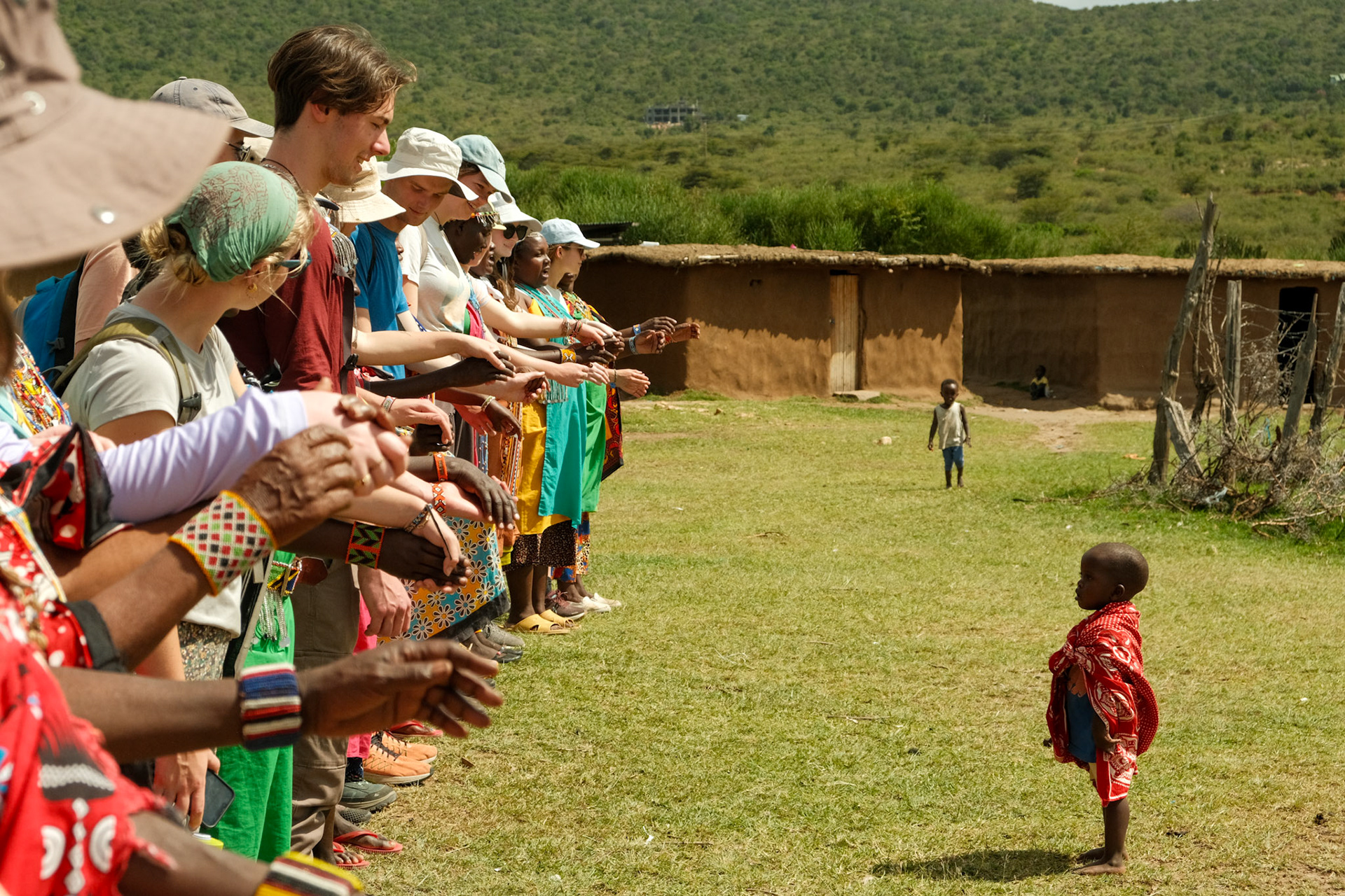 Maasai kid during welcoming ceremony