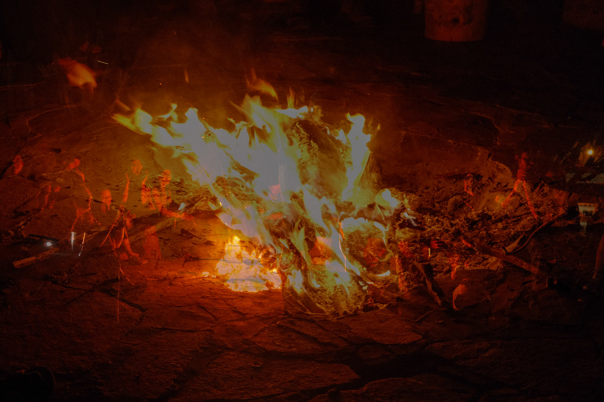 Talent show organized by AFSS students around the fire
