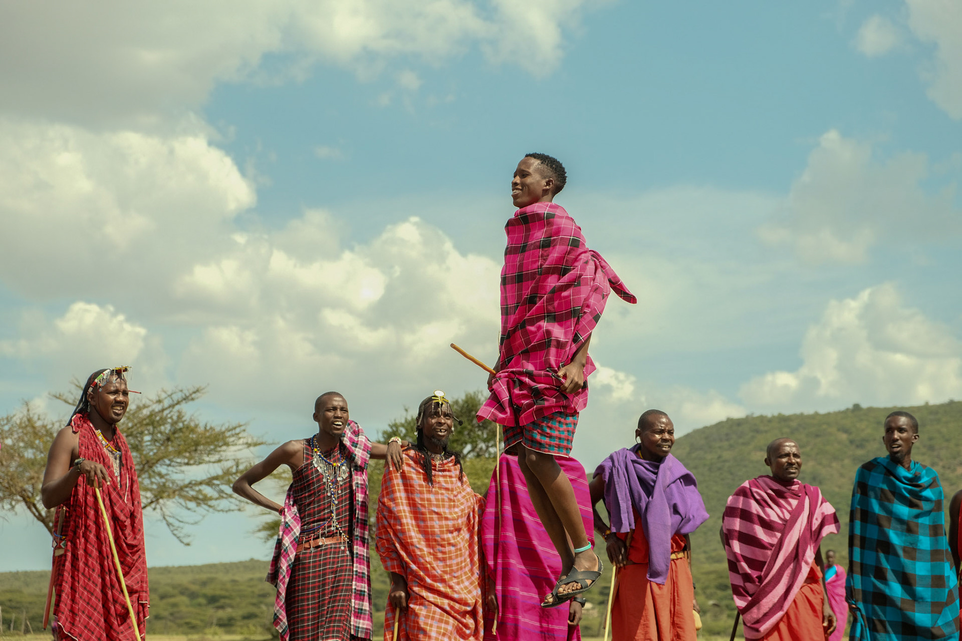 Maasai warior jumping really high