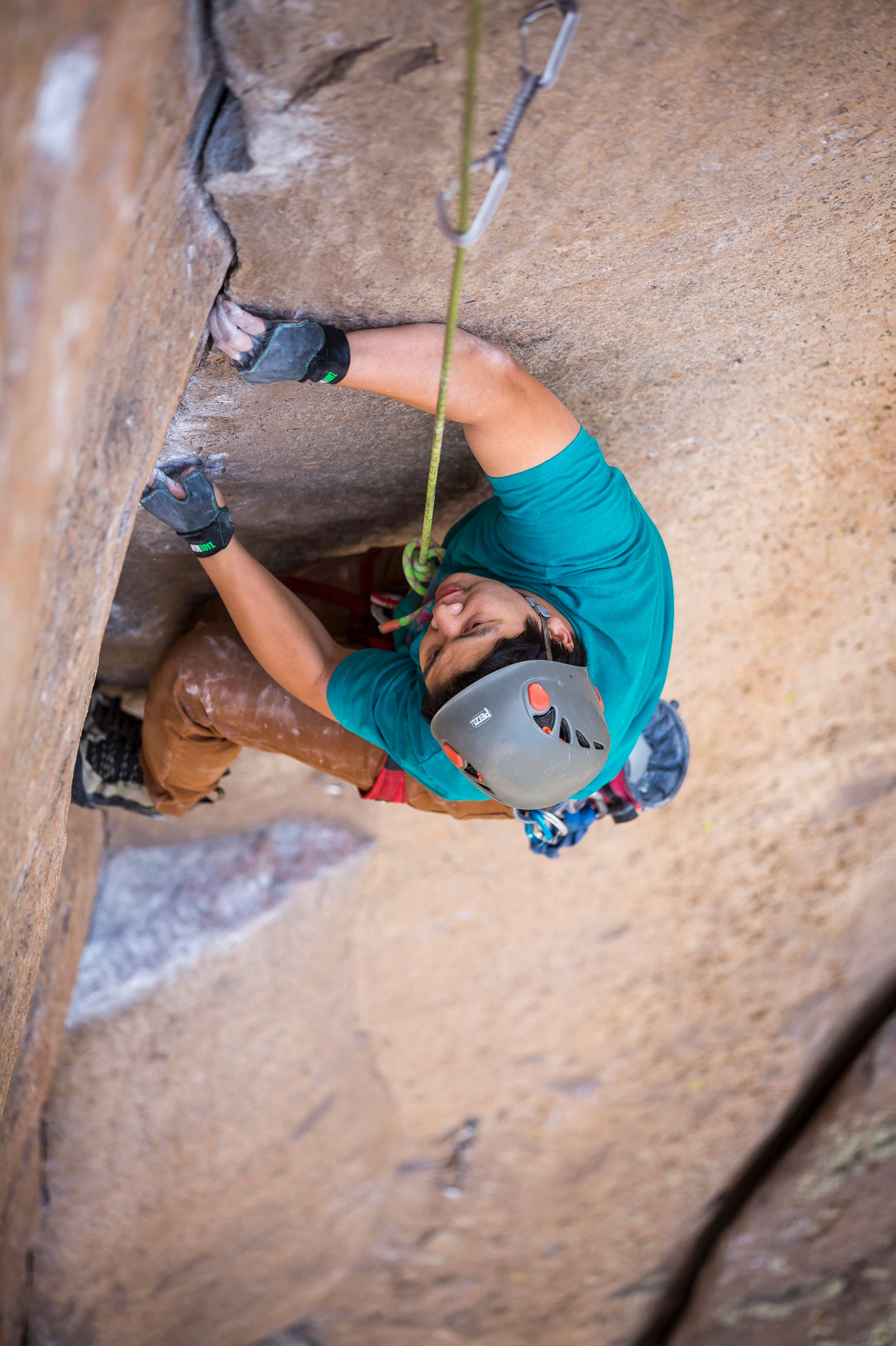 Jason rock climbing in Owens River Gorge on a gorgeous crack