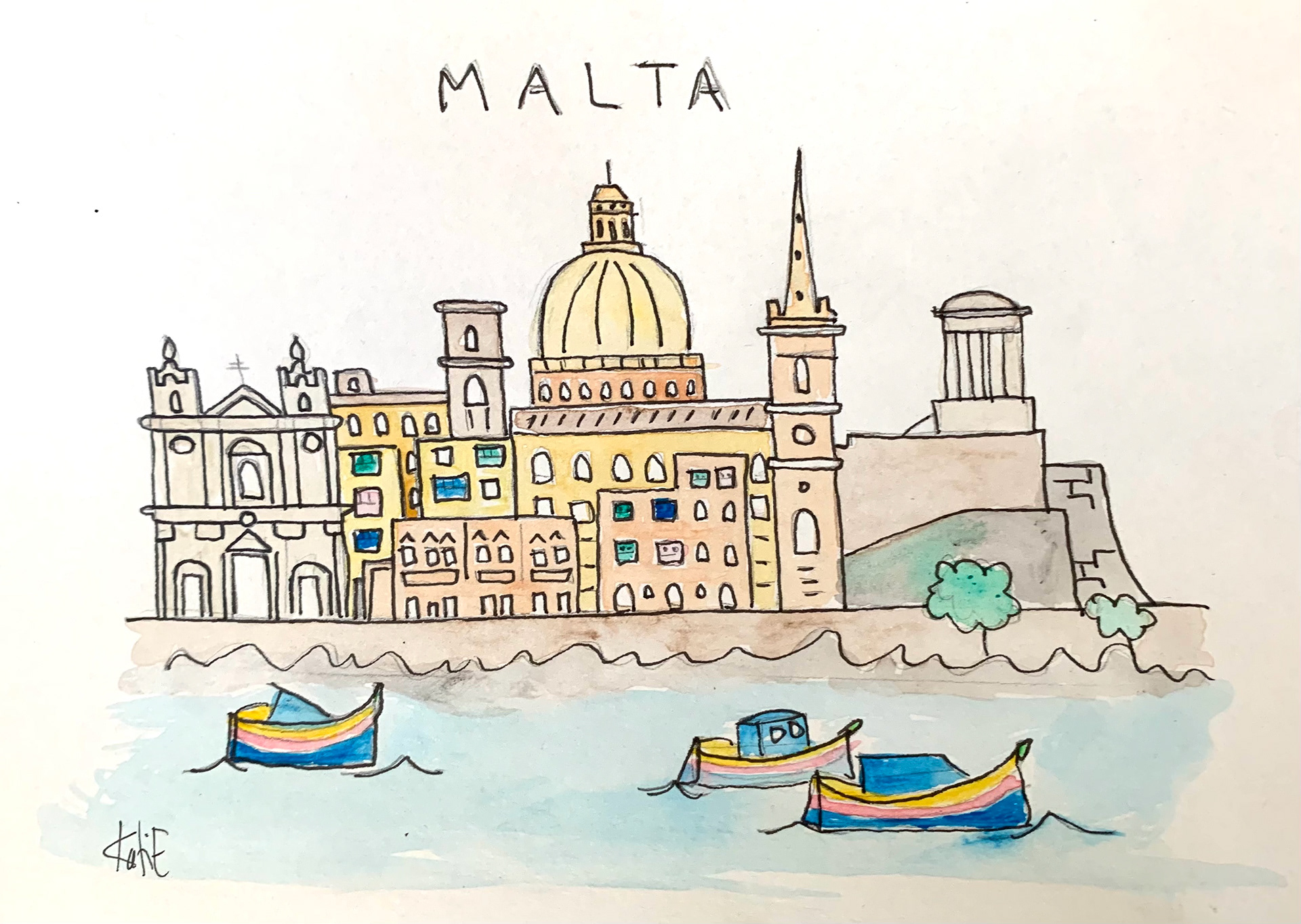 My parent's favourite winter holiday destination. I painted this for them after their first visit back to Malta after the pandemic.