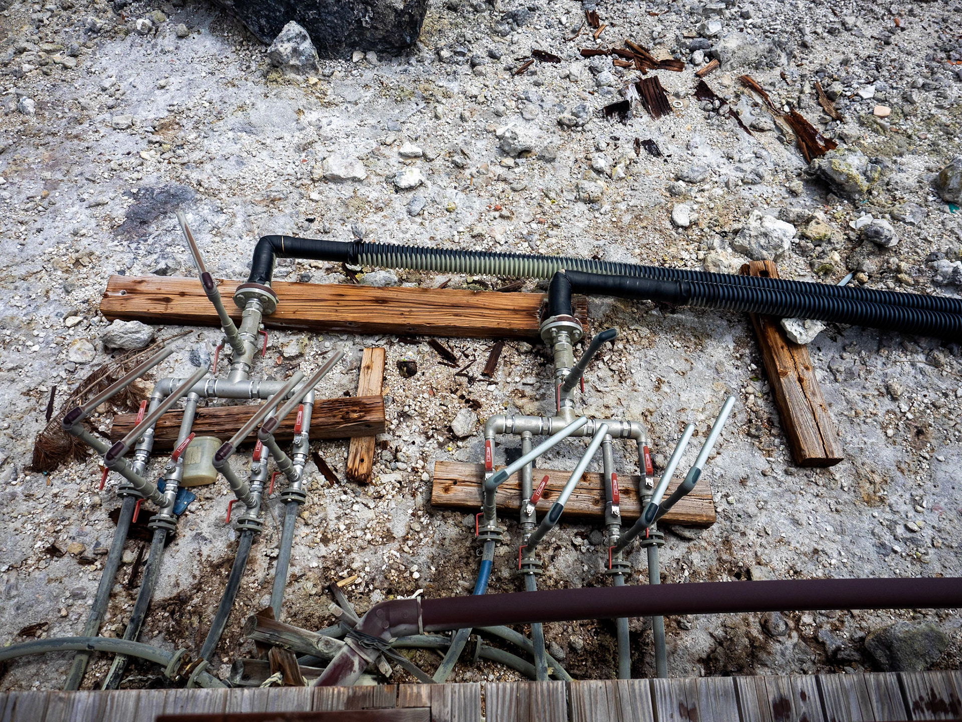 Onsen plumbing at the Hells, Unzen Onsen