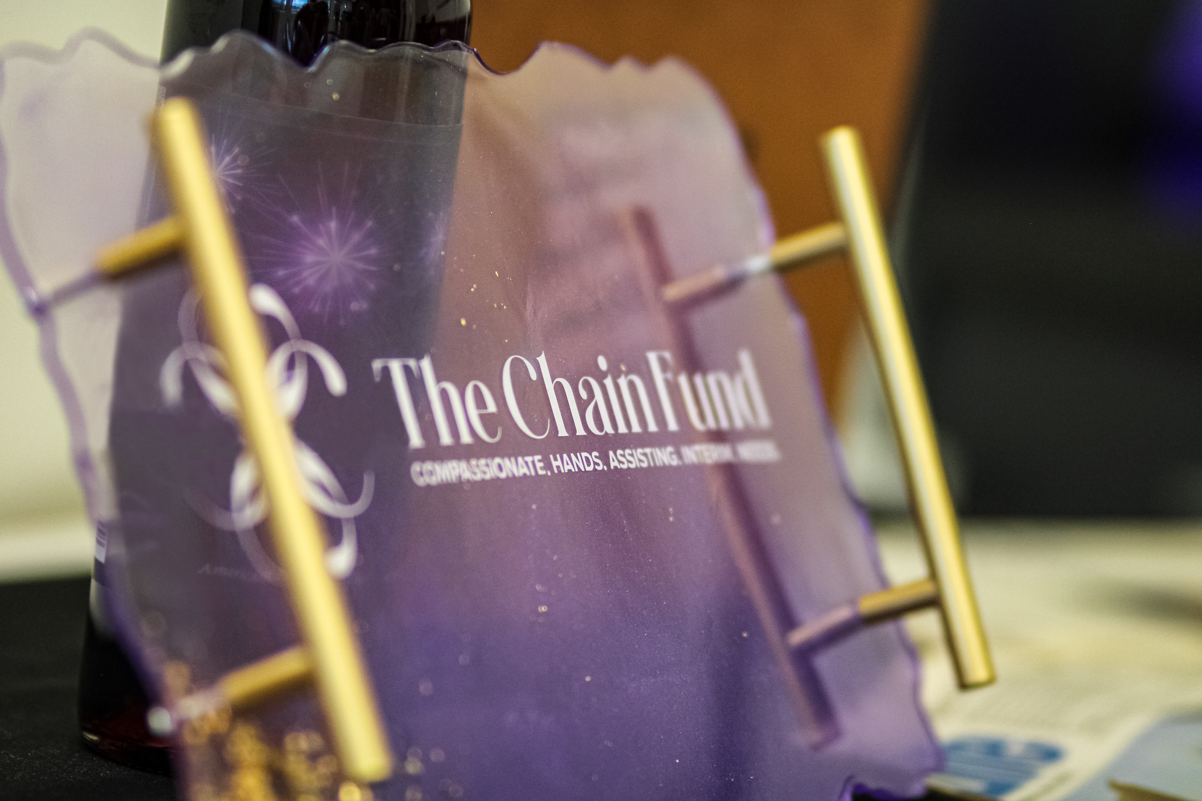 Custom branded tray made for a NGO, The Chain Fund