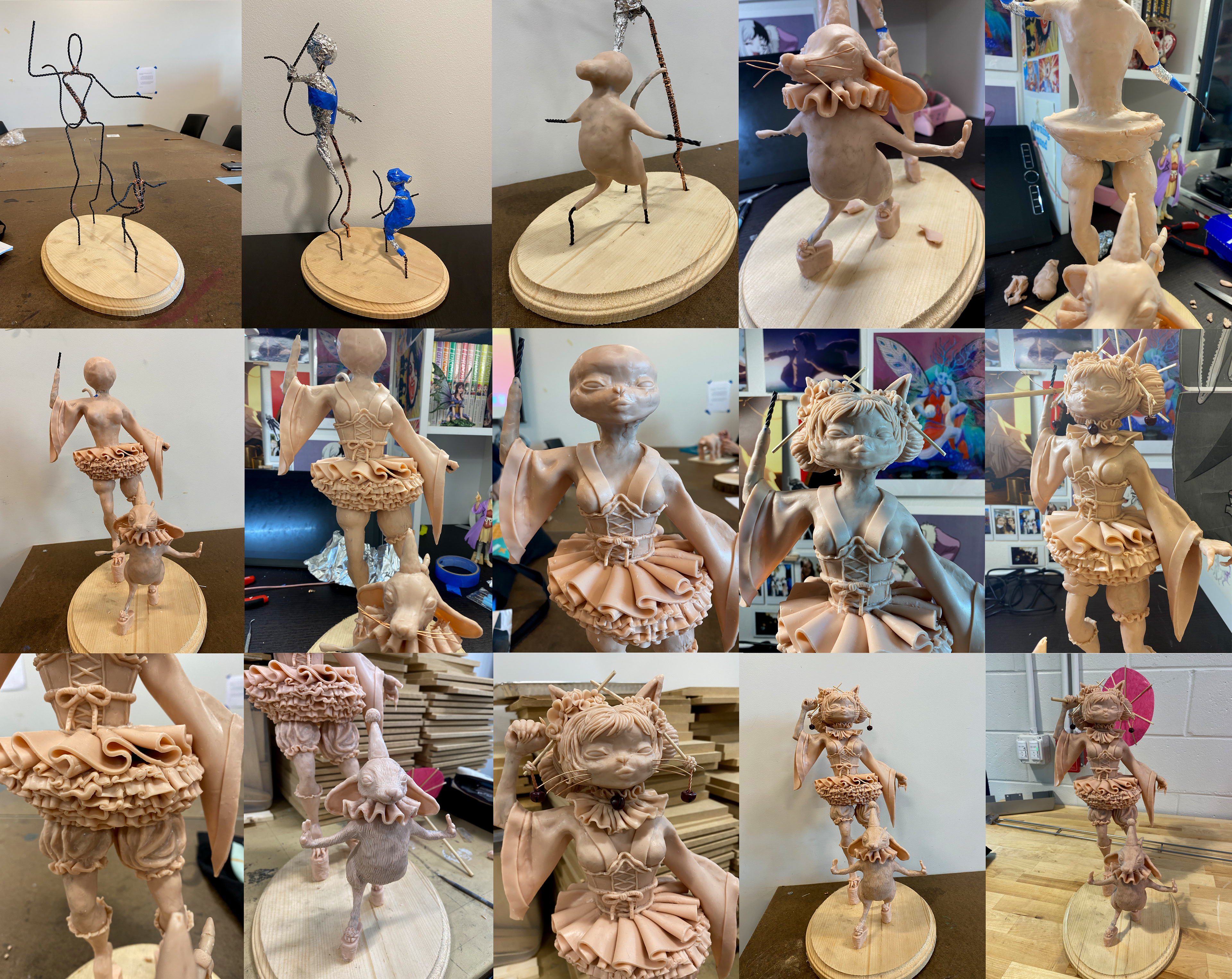 Nekumura and Nezumi Sculpt Process ; Mix Media 2022
