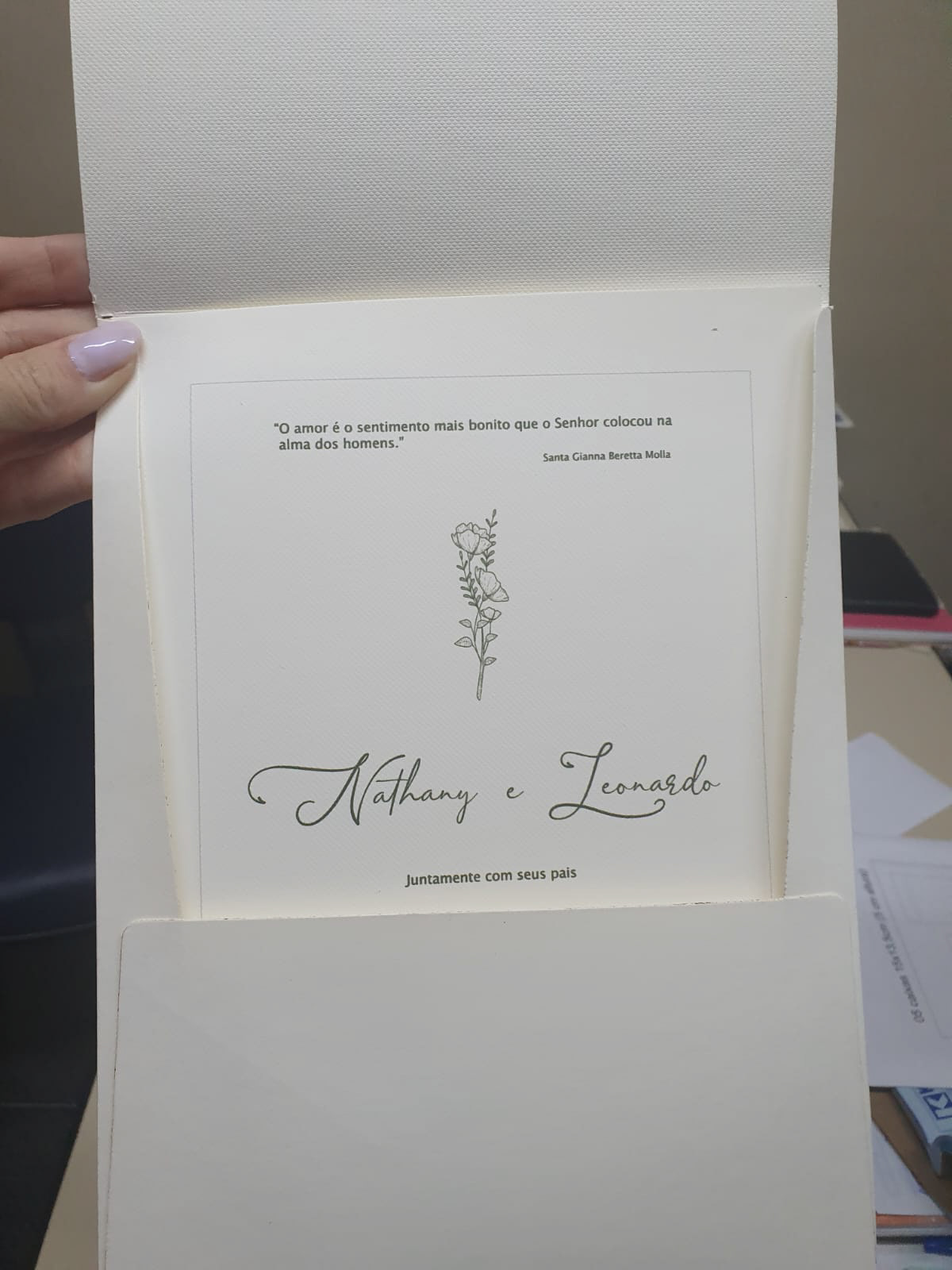 Printed wedding invitation