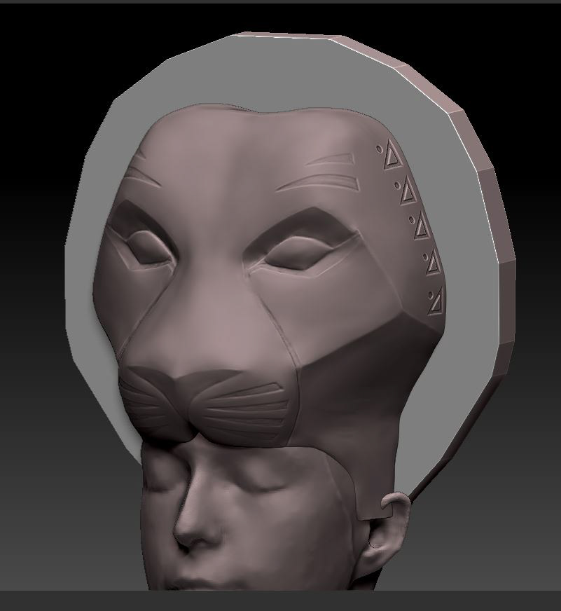 Sculpted using ZBrush to fit a scanned head
