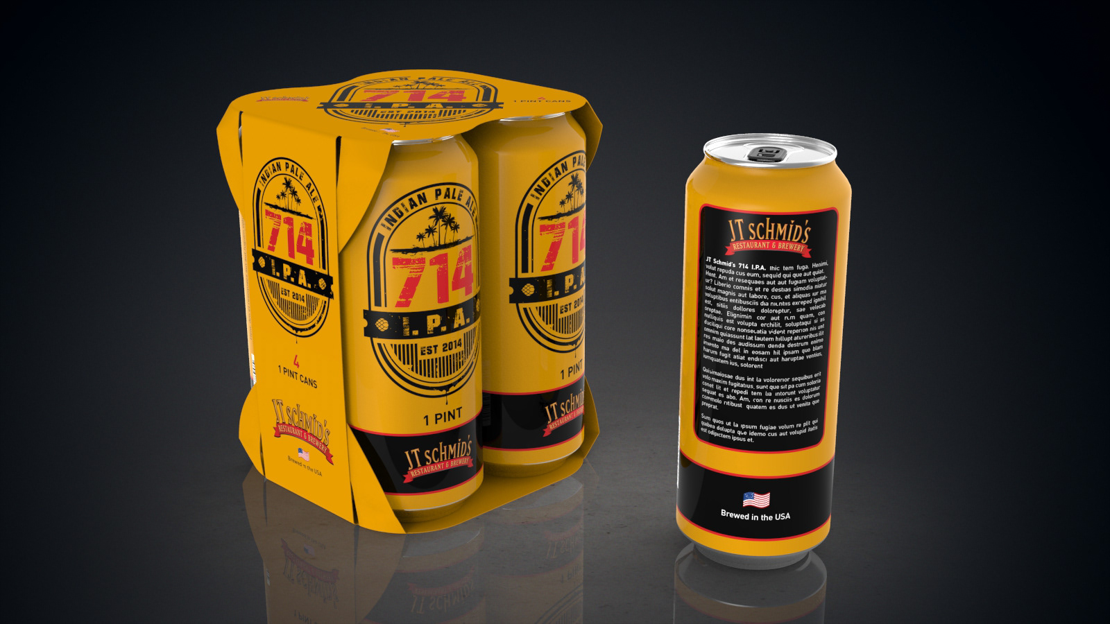 JT Schmid's 714 IPA Packaging | Graphic Design, Model & Rendering