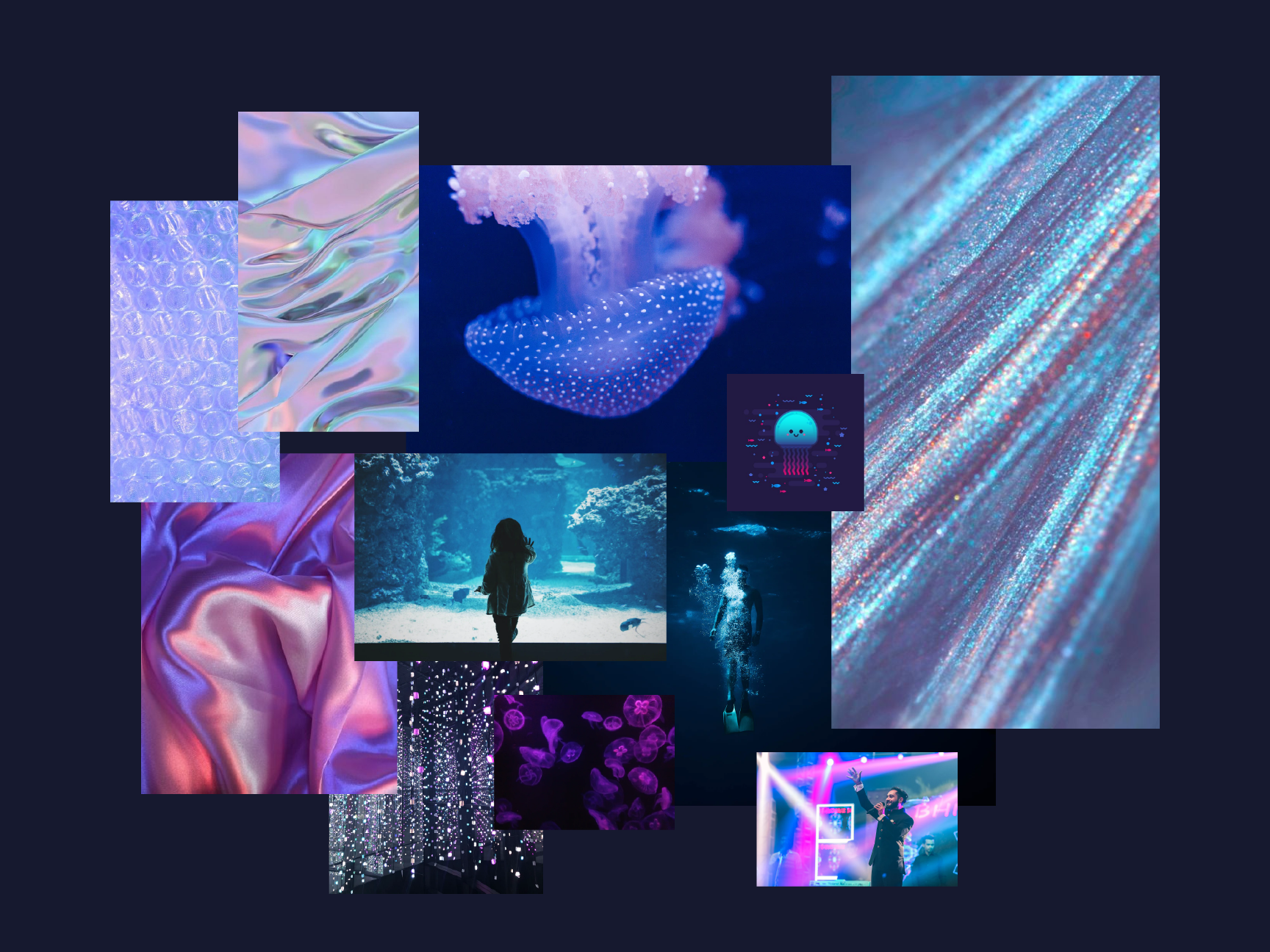 the second moodboard with a more deep-sea underwater theme