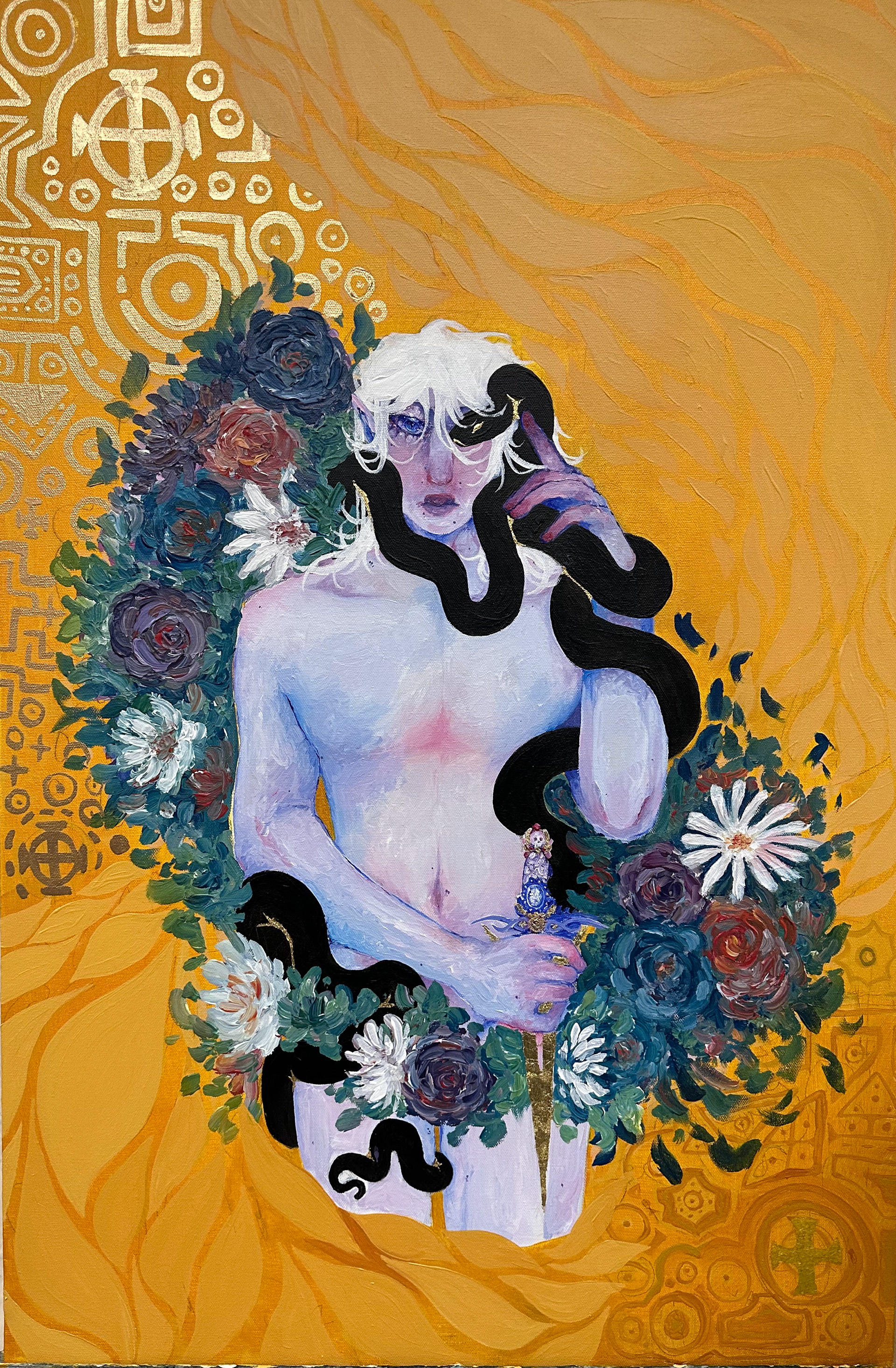 🖼 Painting I — Collaboration 🎨 Acrylic on canvas 🧠 Conceptual synthesis through collaboration with historically assigned artists. 🎲 Dice-selected collaborator assignment