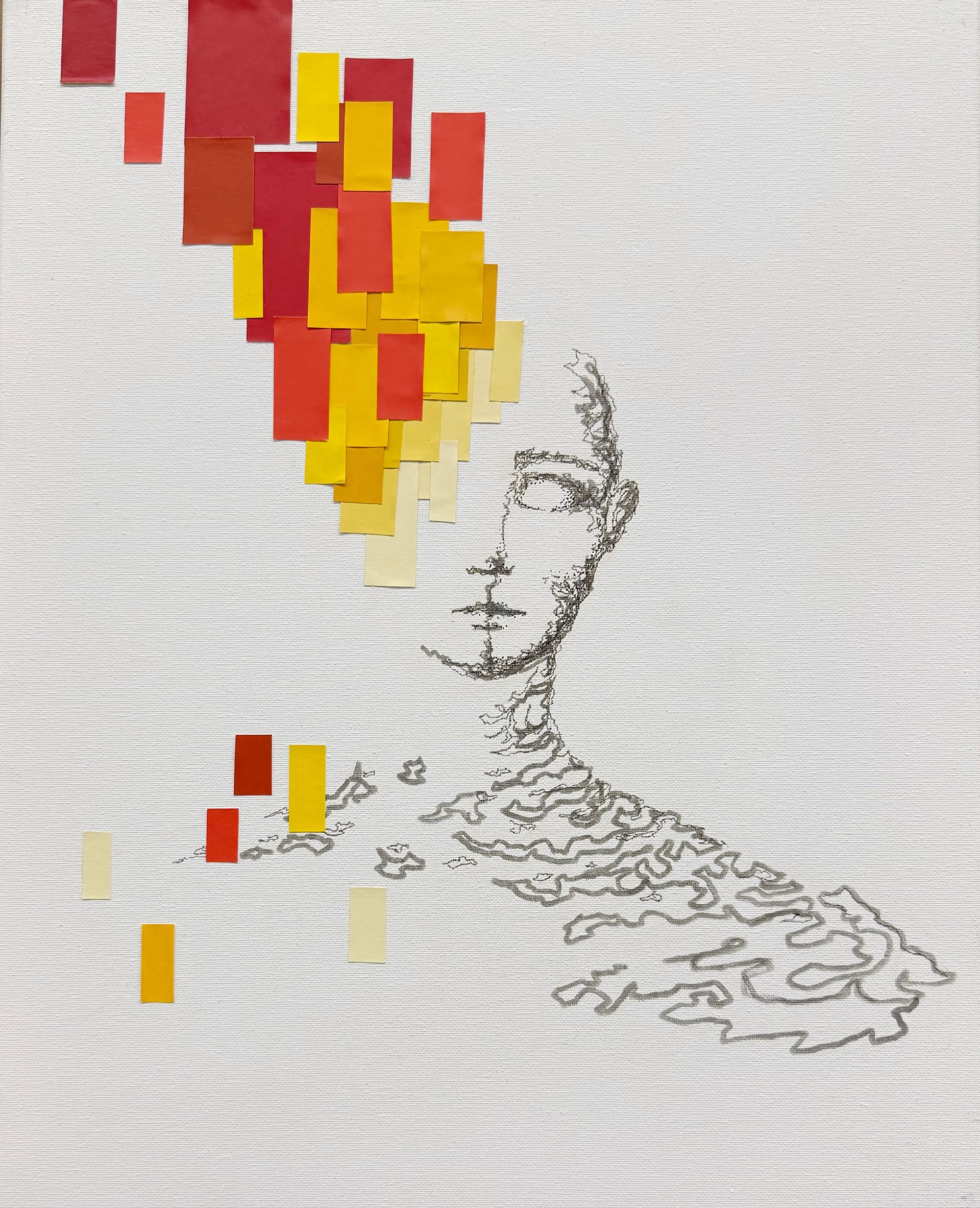 🖼 Painting I — Shape, Negative Space & Unity 🎨 Collage on paper 🧠 Cross-modal interpretation of musical prompt exploring shape, negative space, and compositional cohesion. 🎵 Musical cross-modal prompt