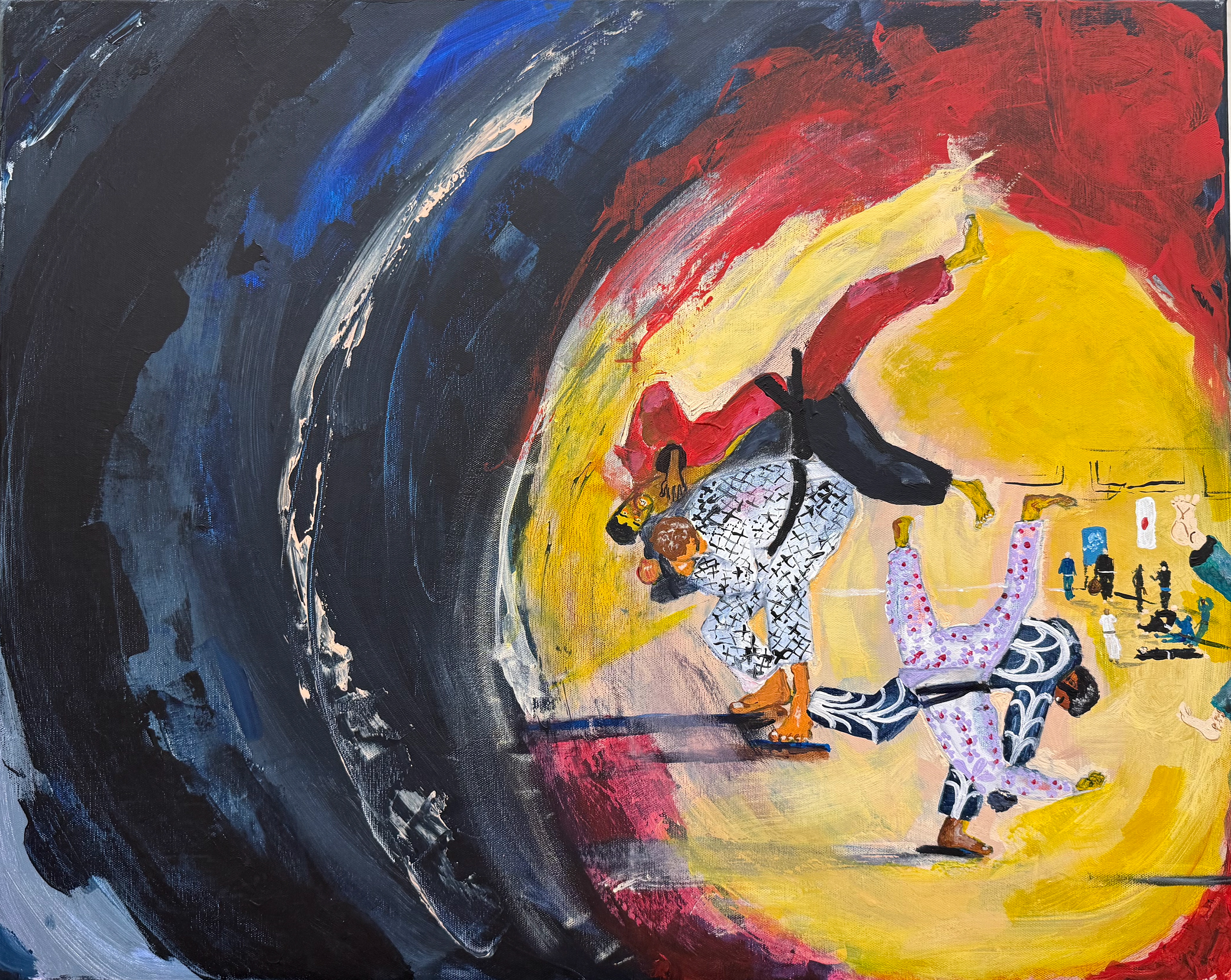 🖼 Painting II — “Prospectus” 🎨 Acrylic on canvas 🧠 Student-directed synthesis of conceptual development and technical execution, focused on motion and energy.