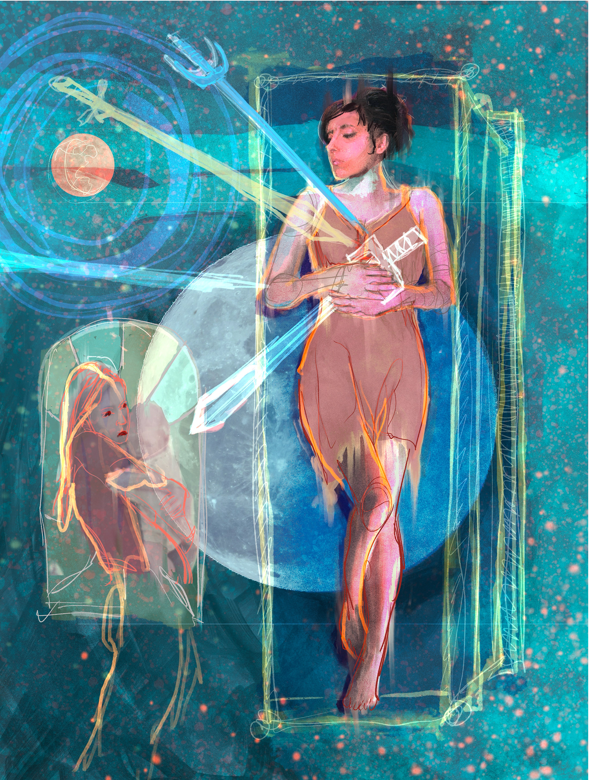 “The Four of Swords” Digital Painting, 2023