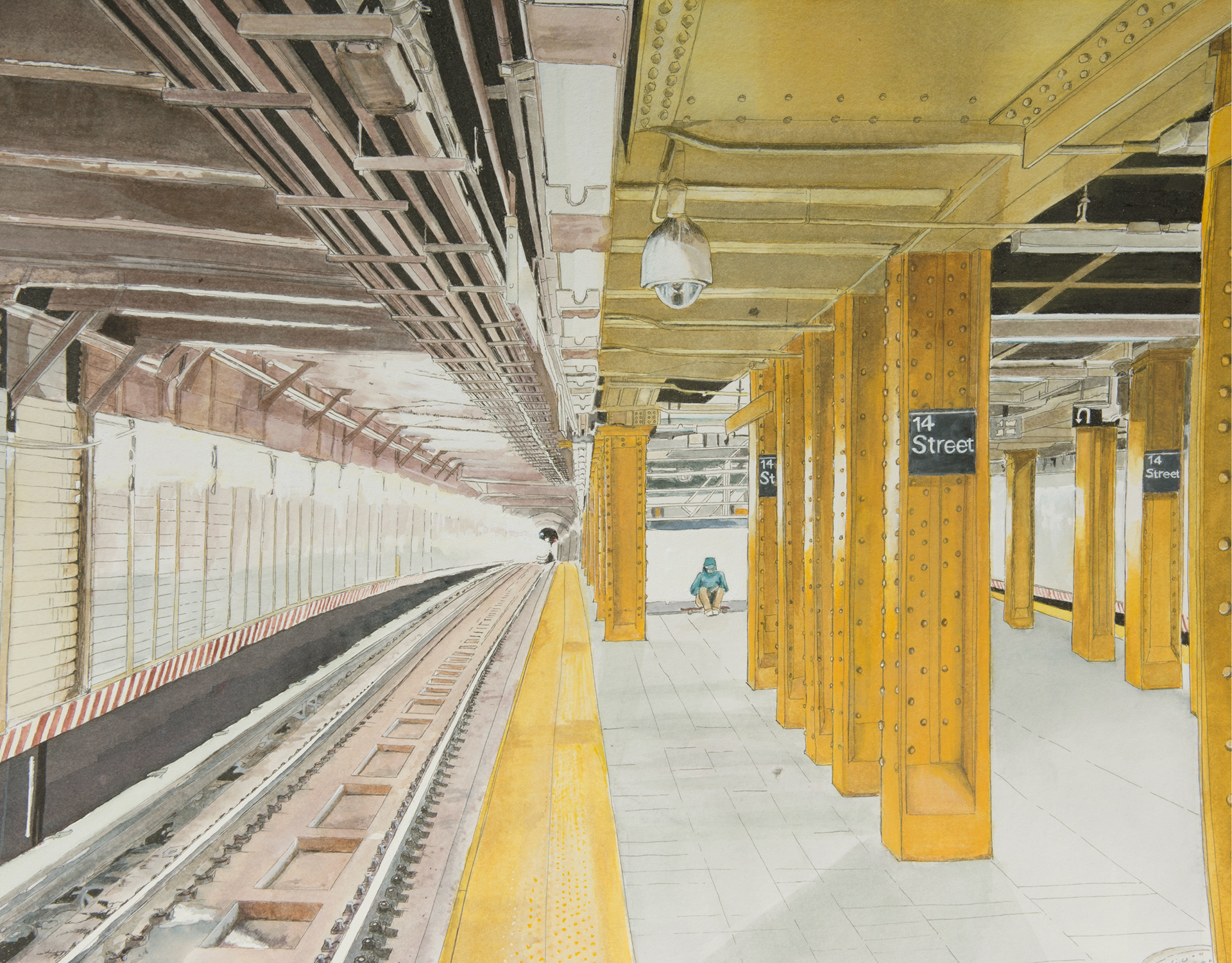 “Waiting Game”  Watercolor, Pen & Ink, 20” x 14” 2015