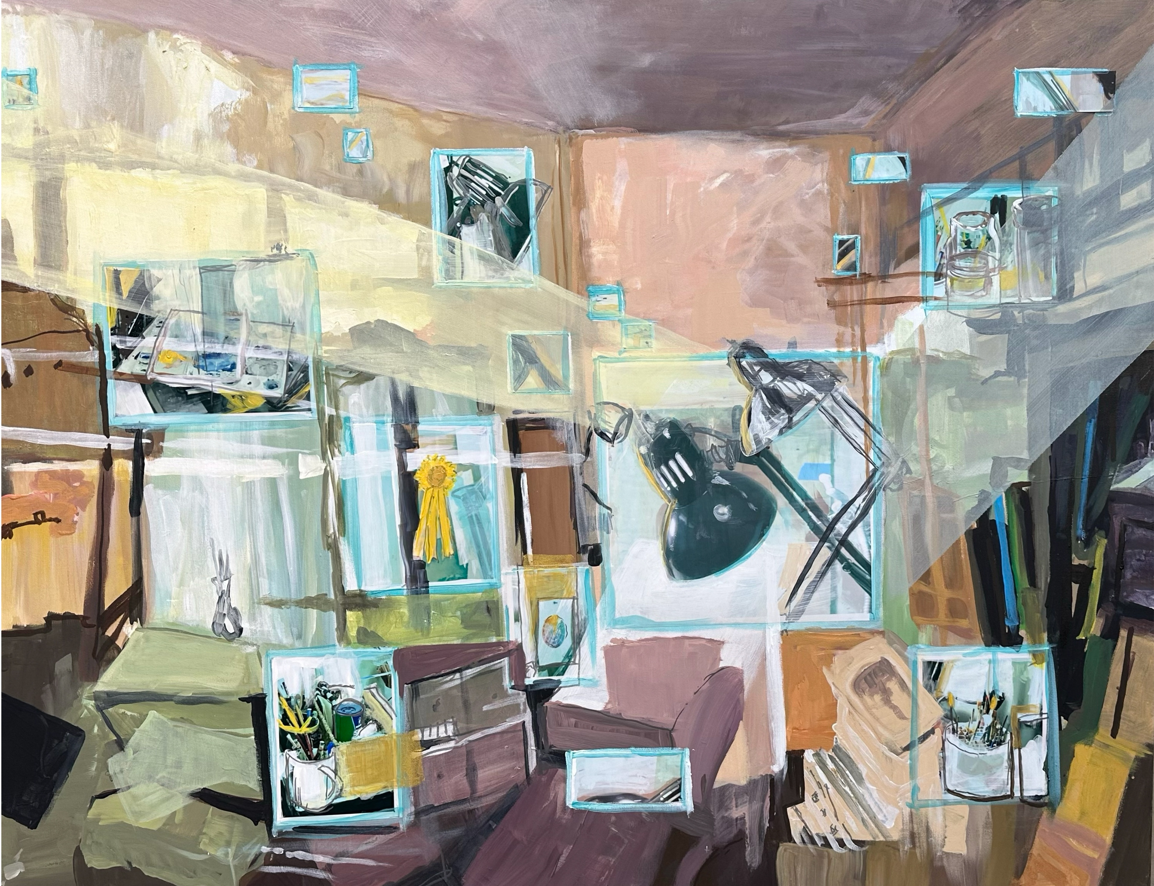 “Studio Archeology” Acrylic & Mixed Media, 4’ x 5’ 2024