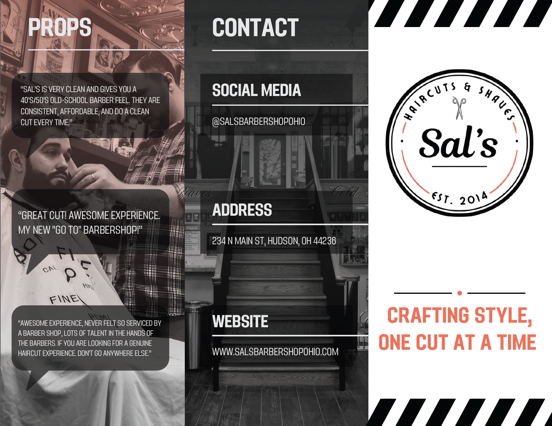 Real World Client - Sal's Barbershop Brochure Page 1