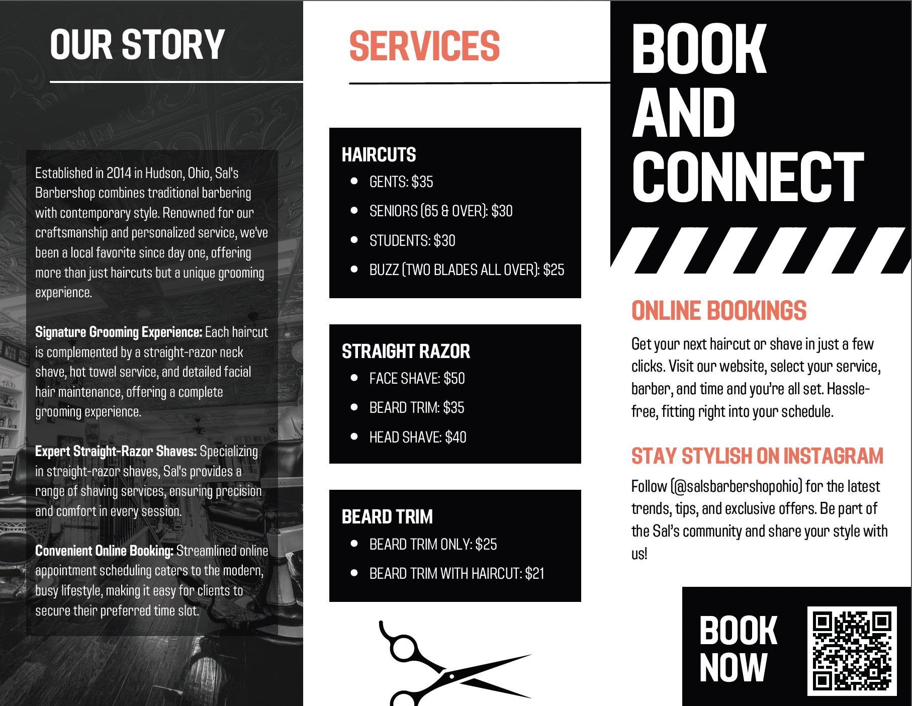 Real World Client - Sal's Barbershop Brochure Page 2