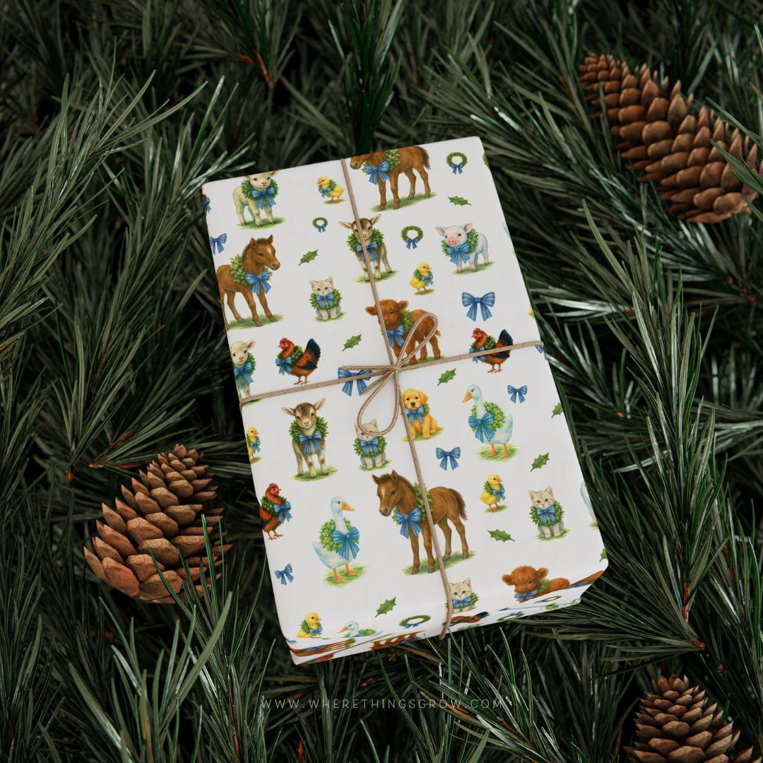 Baby farm animal wrapping paper