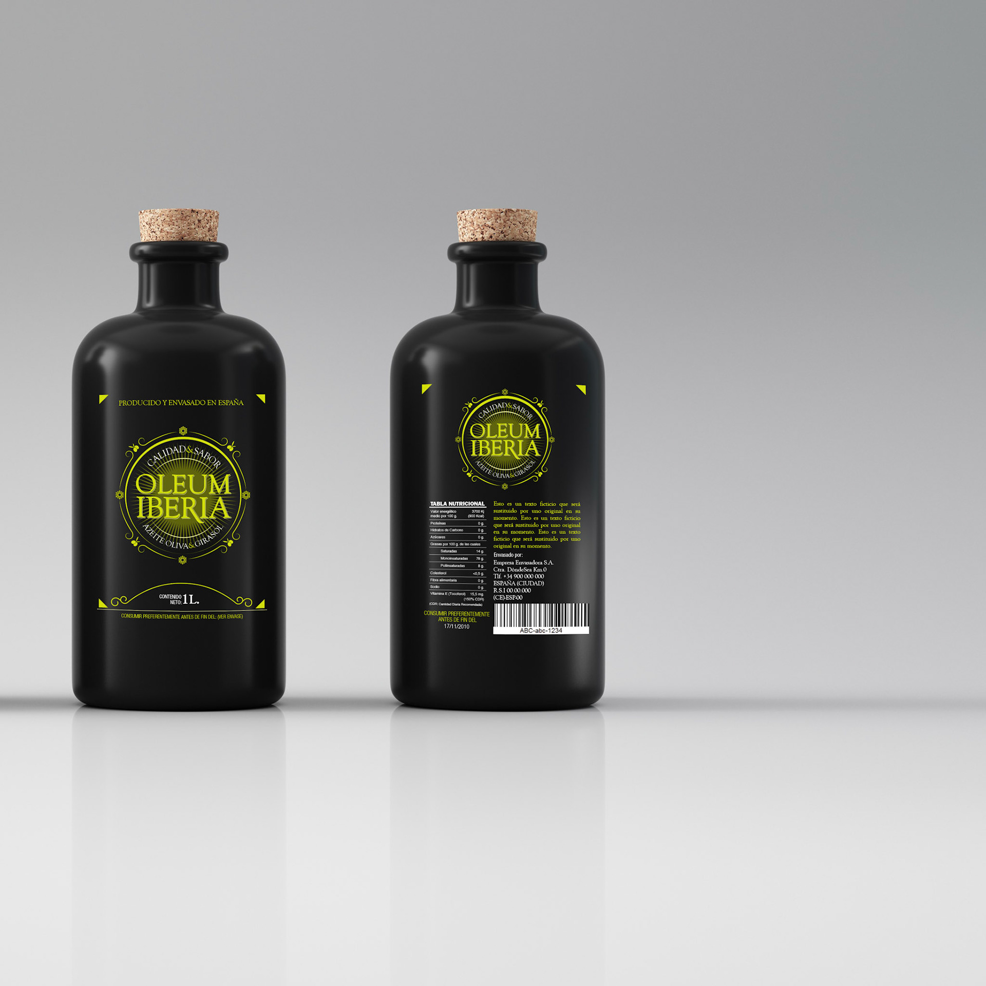 Three black porcelain bottles satin with cork stopper