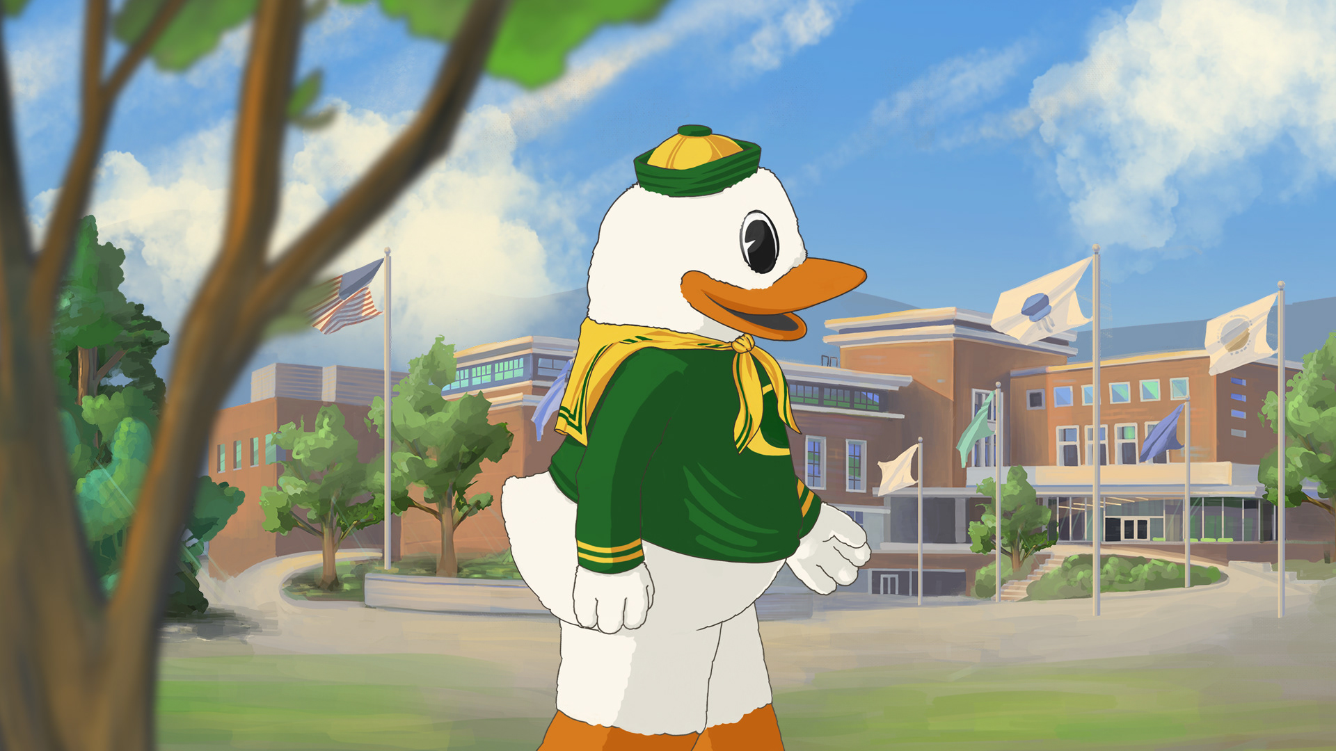 Down 13th, in front of the EMU Amphitheater