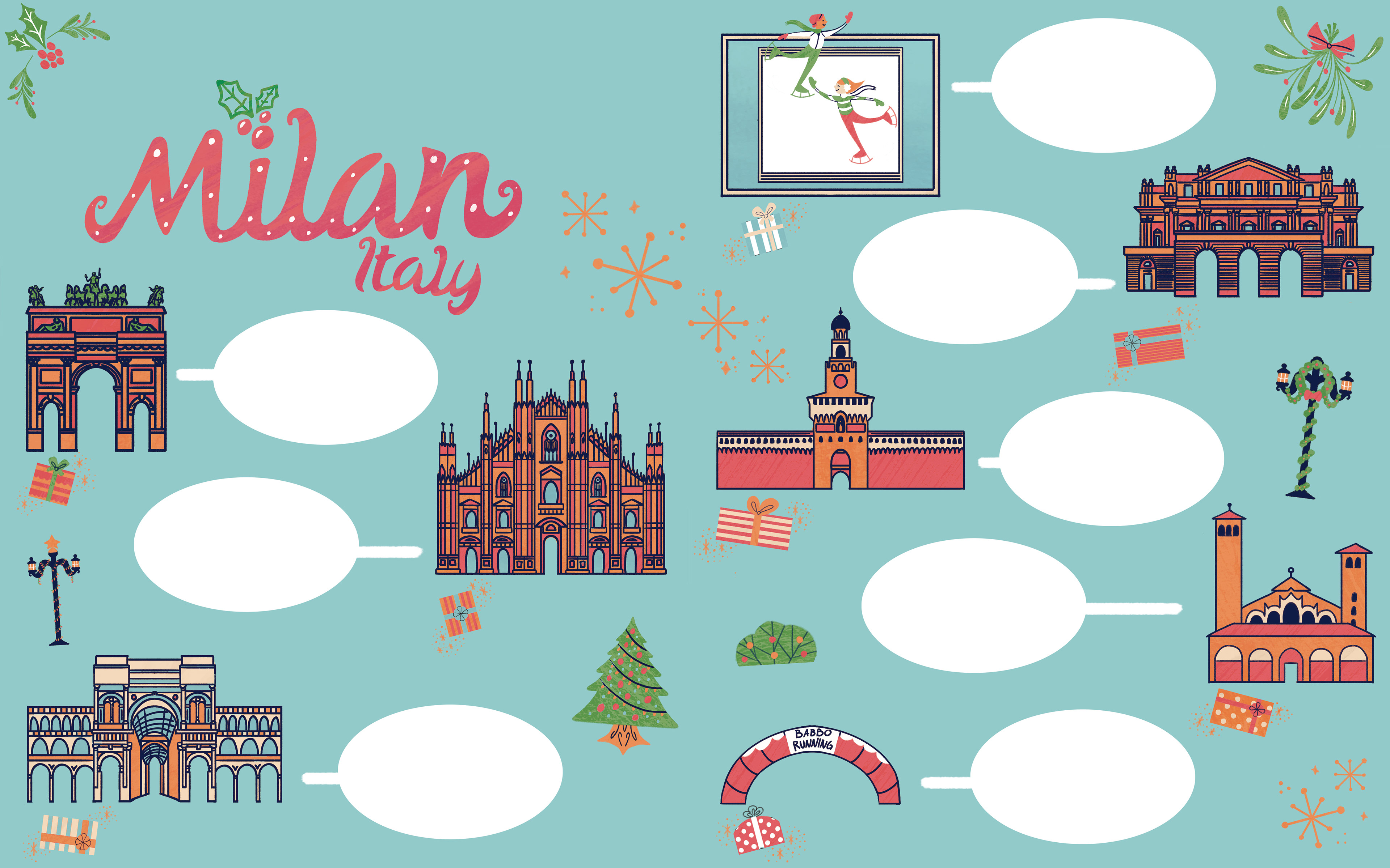 Art for article about holiday landmarks.