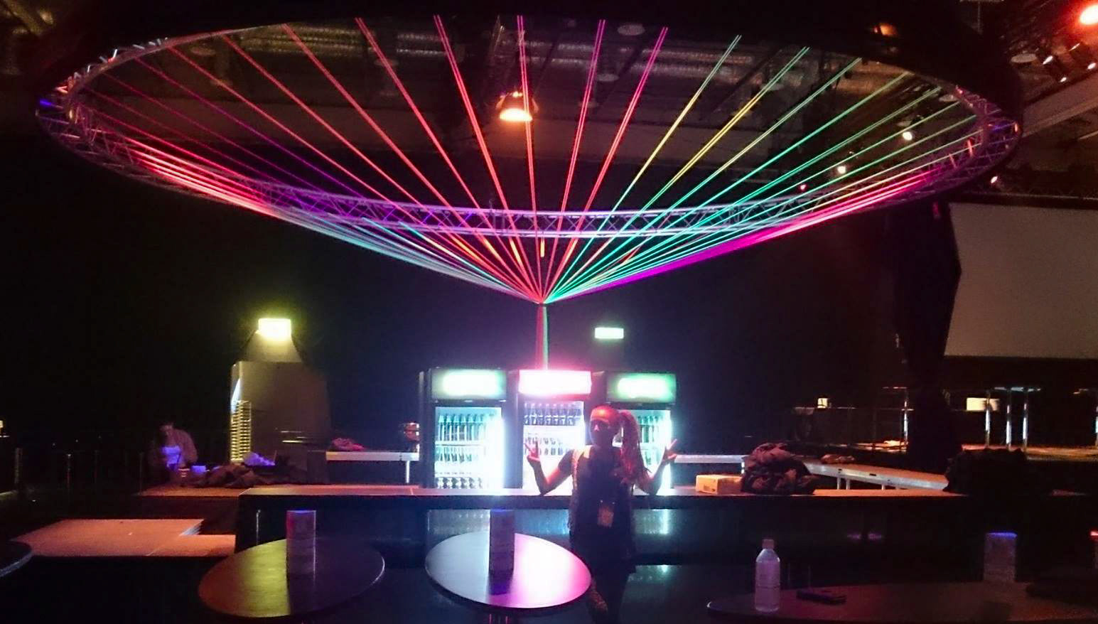 String art installation at the Melodifestivalen final after party at Friends Arena, Stockholm, 2016