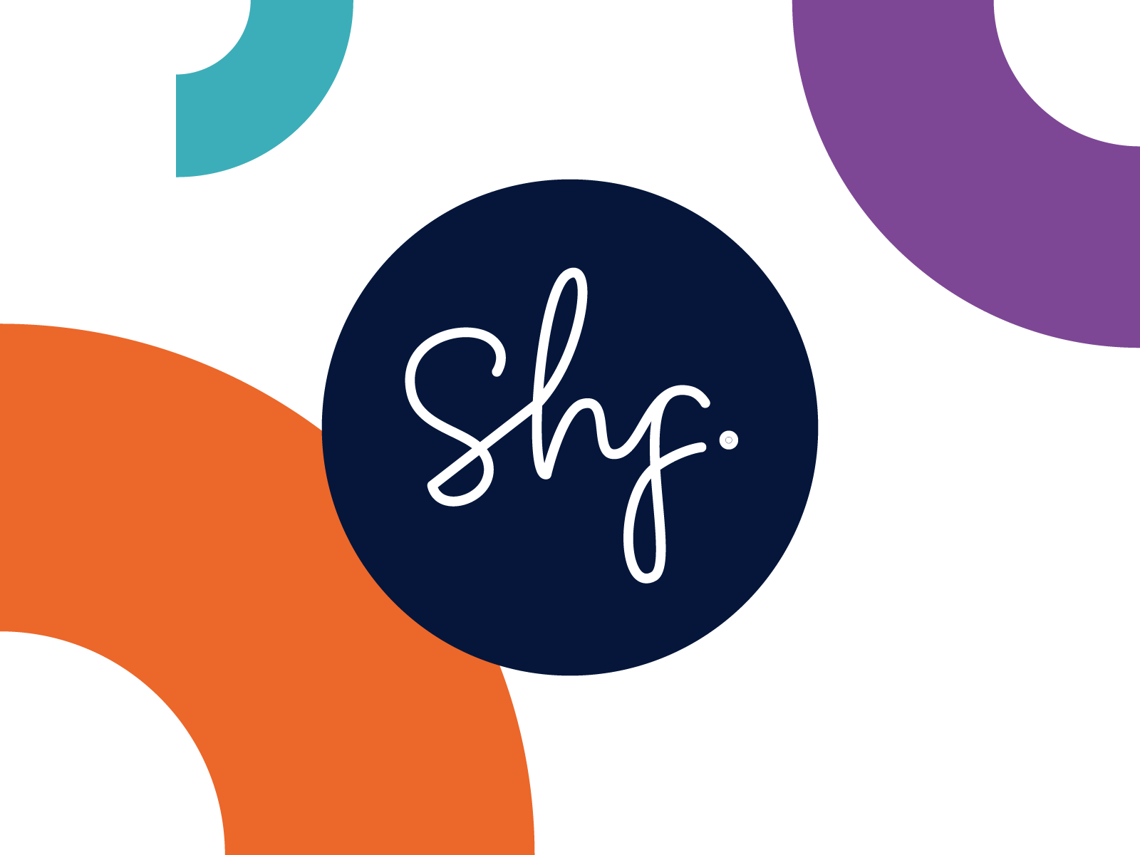Shared Health Foundation logo navy circle with script logotype within