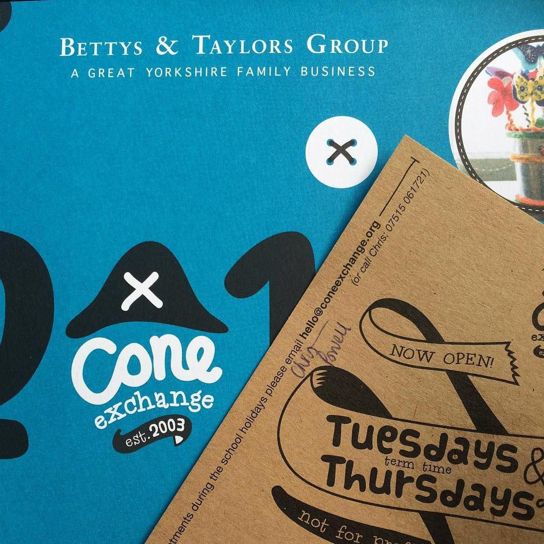 Cone Exchange old logo alongside Bettys and Taylors Group logo