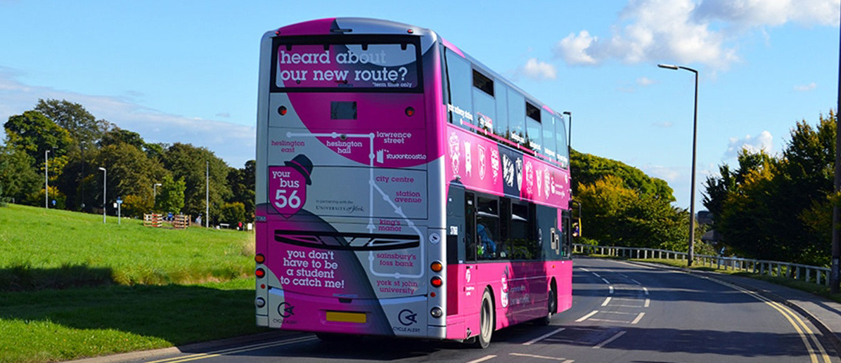 Reverse of bus livery for number 56 bus for York Students.