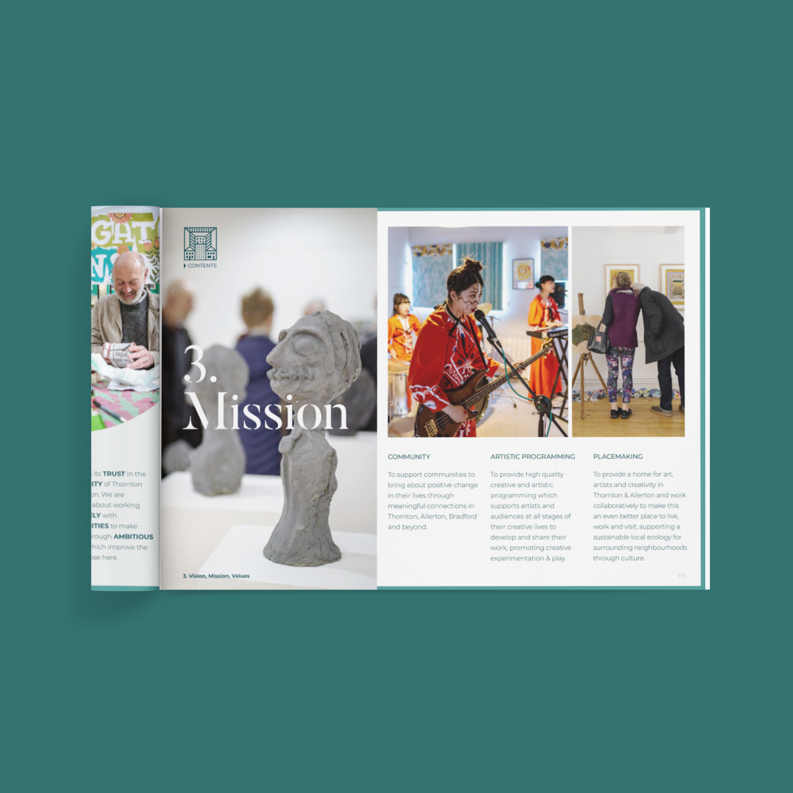 Mission page and bright vibrant images layout design.