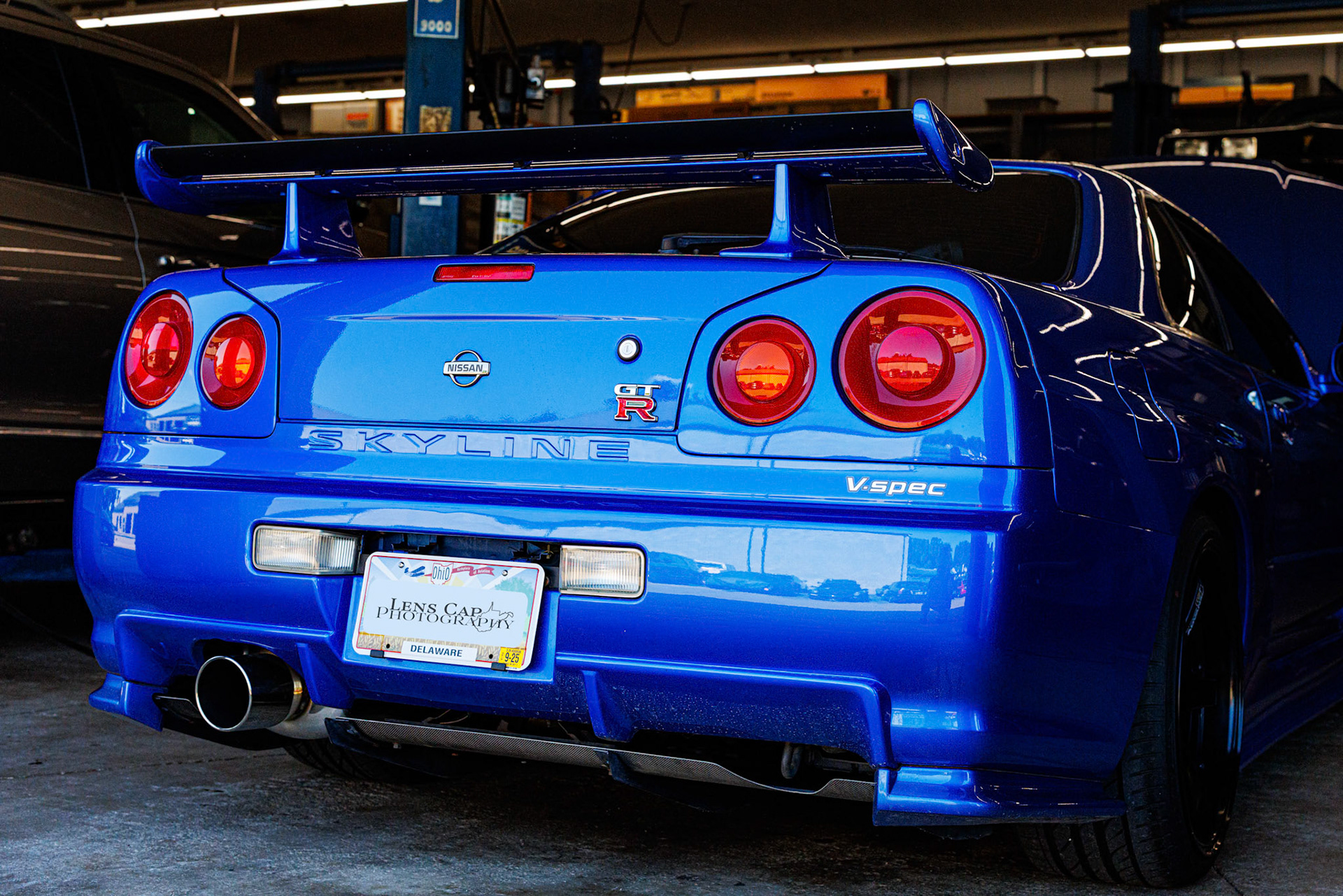 Amazing Nissan Skyline GTR R-34 V-Spec seen at Evan's Automotive in Columbus. First R-34 I've seen in person.