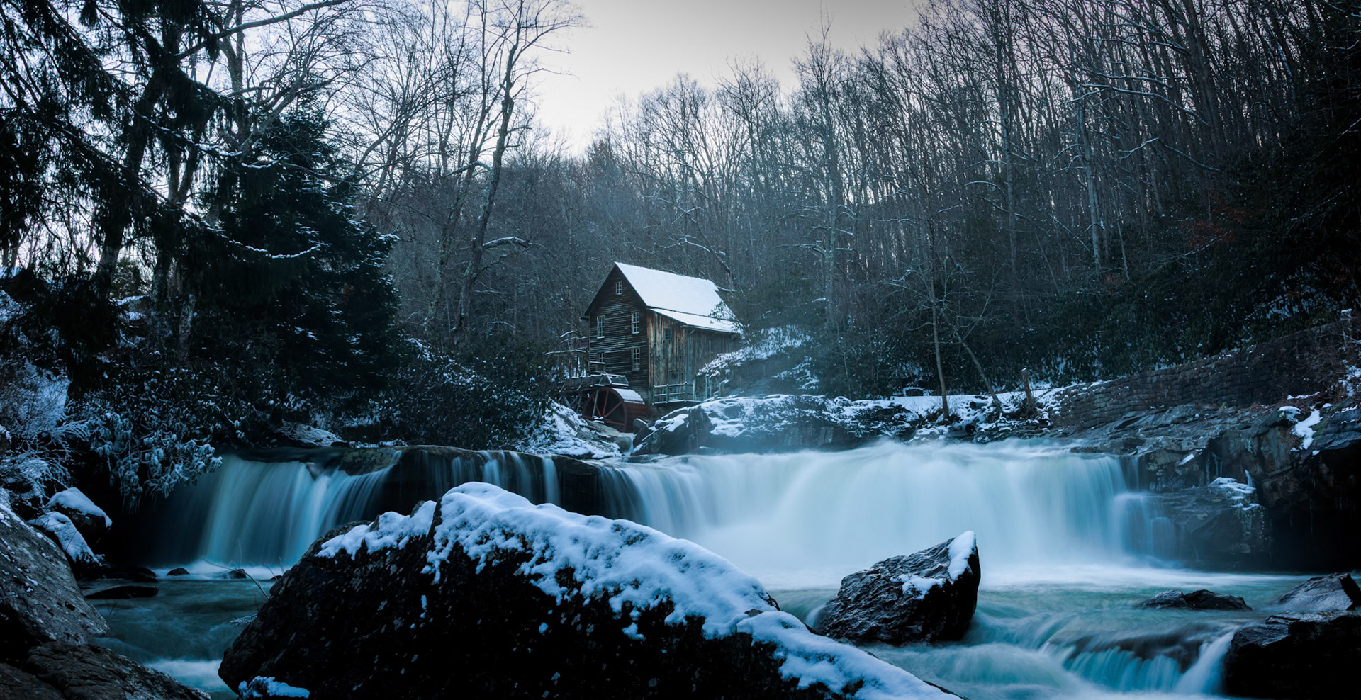 The Grist Mill at Babcock State Park in the winter. It was so, so cold that day.
