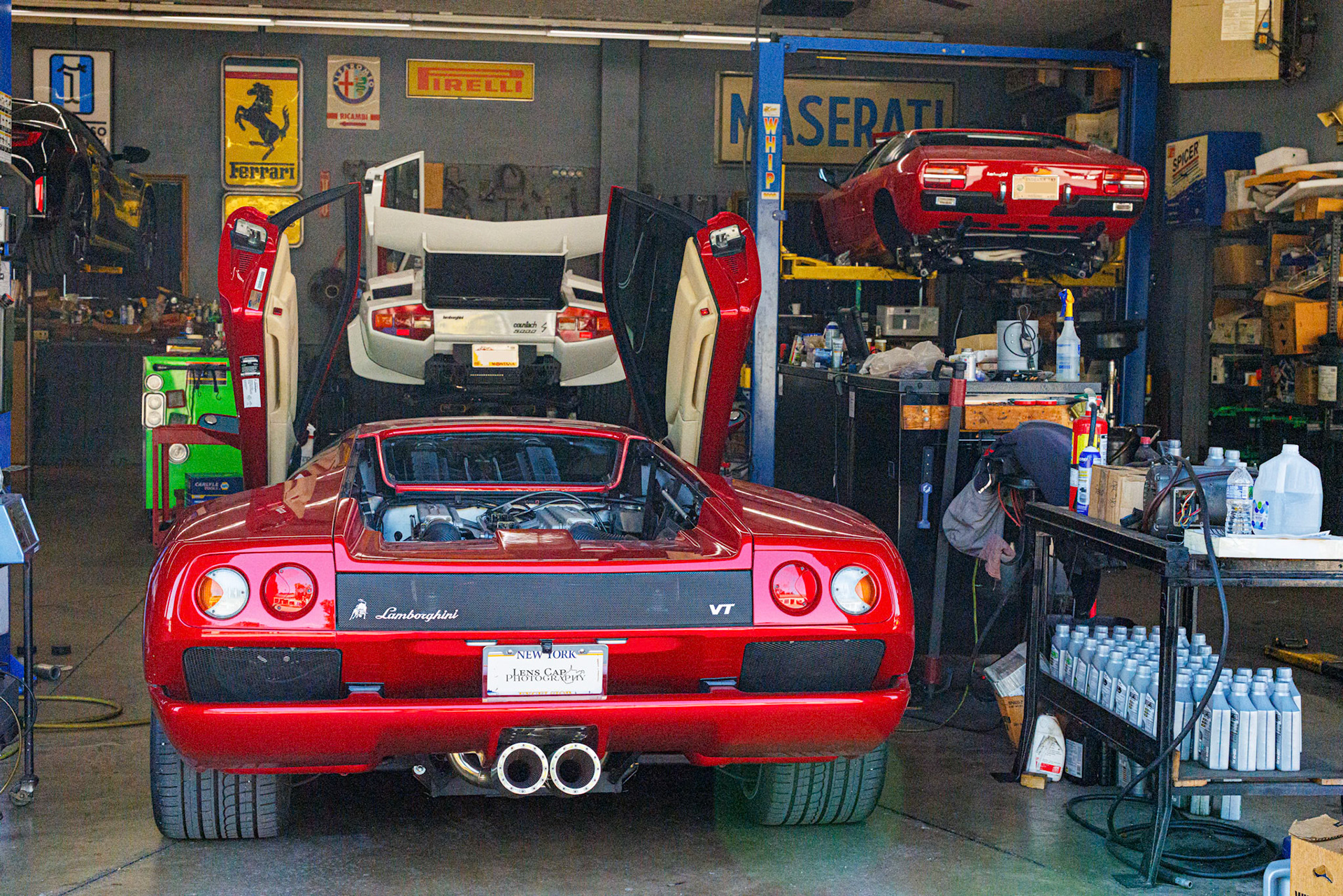 Evan's Automotive's garage is amazing. A Diablo VT, a Countach S, and a rare Urraco all in one shot. Incredibly cool.