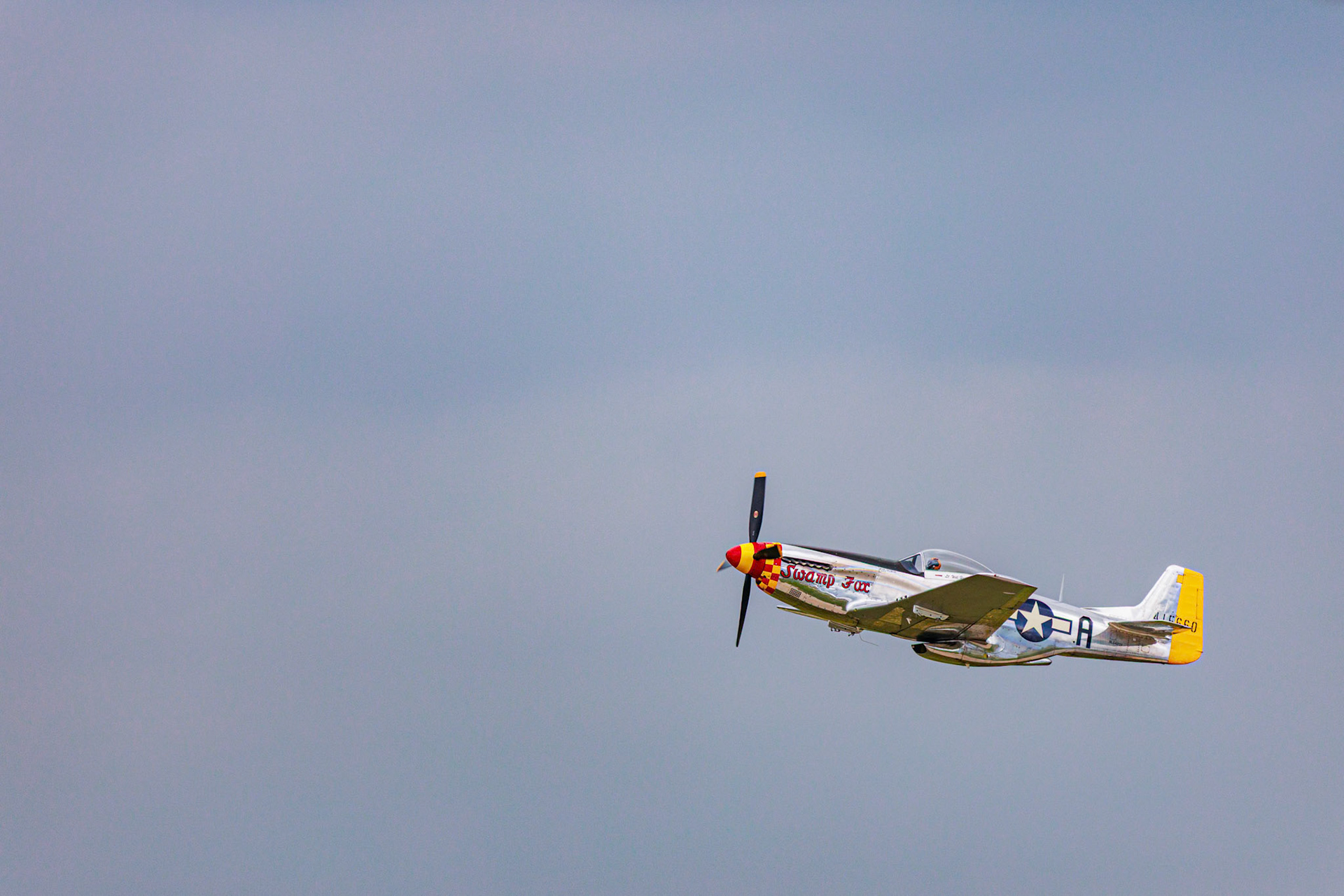 P-51 Mustang "Swamp Fox" at the 2024 Dayton Air Show. Shiny.
