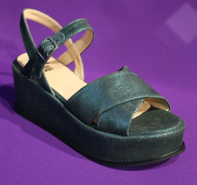 Green Metallic Suede Flatform