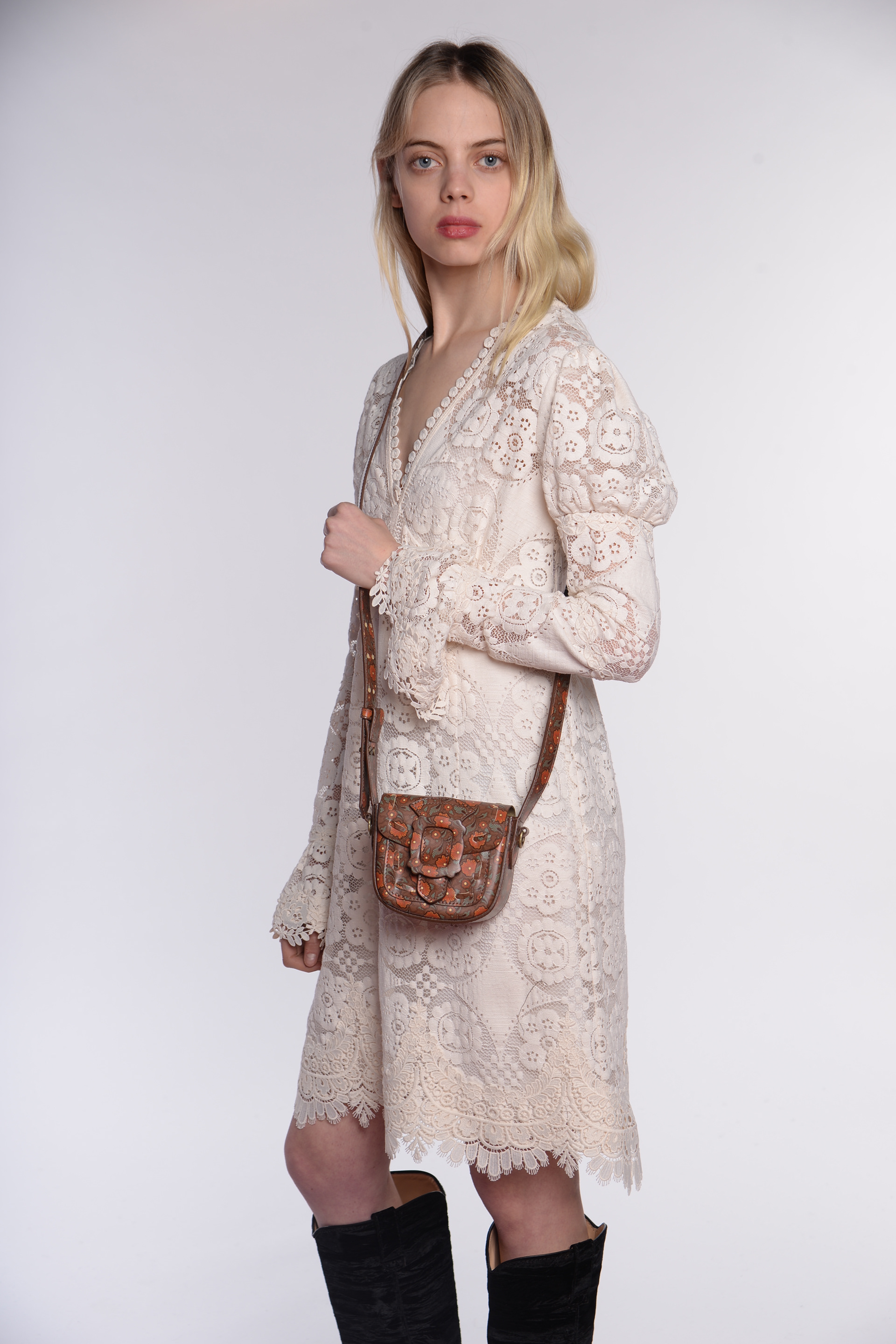 Mocha Printed Leather Crossbody