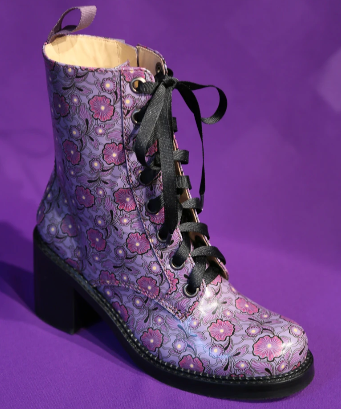 Mocha Printed Leather Combat Boot