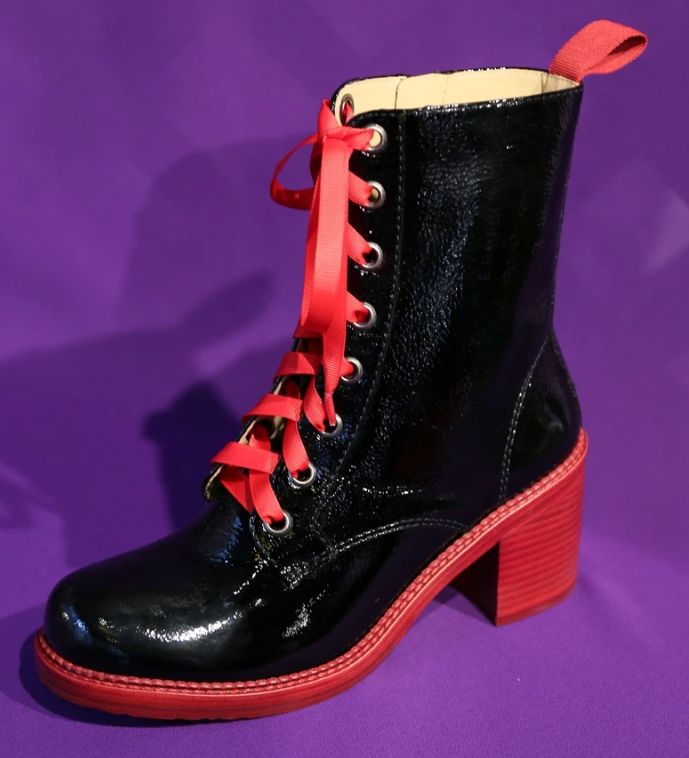 Black Soft Patent Combat Boot