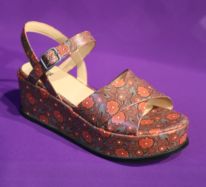 Mocha Printed Leather Flatform
